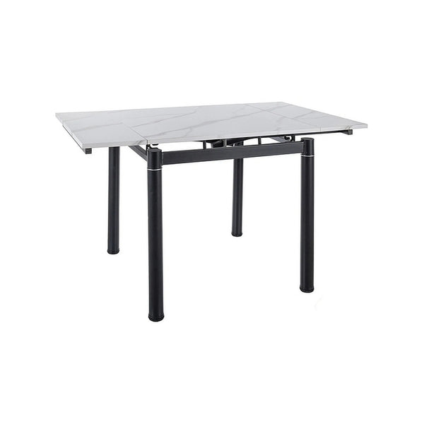 Masa extensibila GD082, alb cu efect de marmura, 80/131x80x75 cm