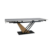 Masa extensibila GENESIS, alb cu efect de marmura/negru/stejar, 180/240x90x76 cm