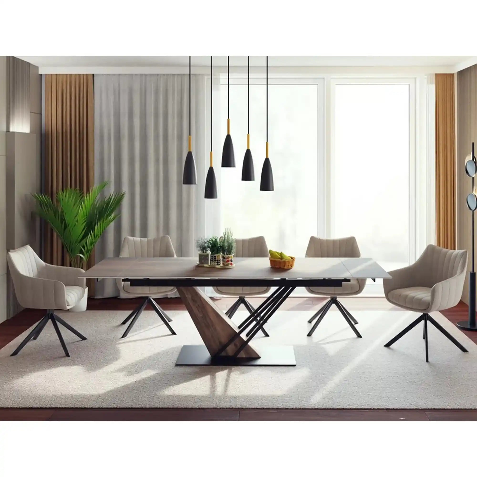 Masa extensibila GENESIS, stejar/negru, 160/220x90x76 cm