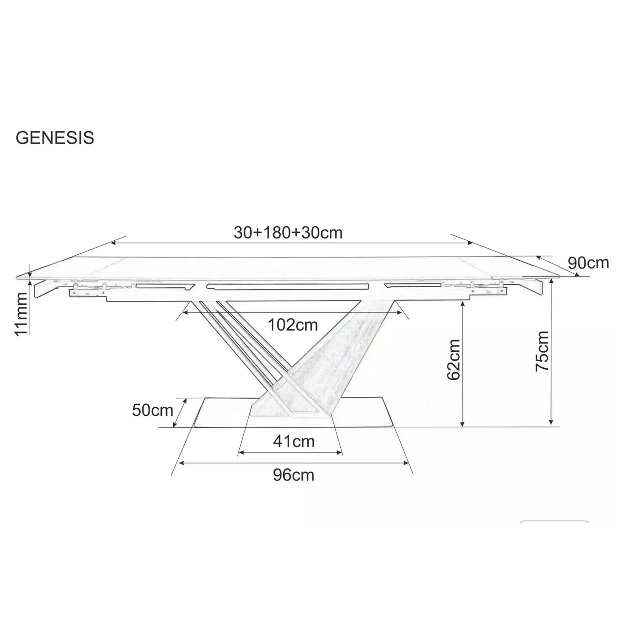 Masa extensibila GENESIS, stejar/negru, 180/240x90x76 cm