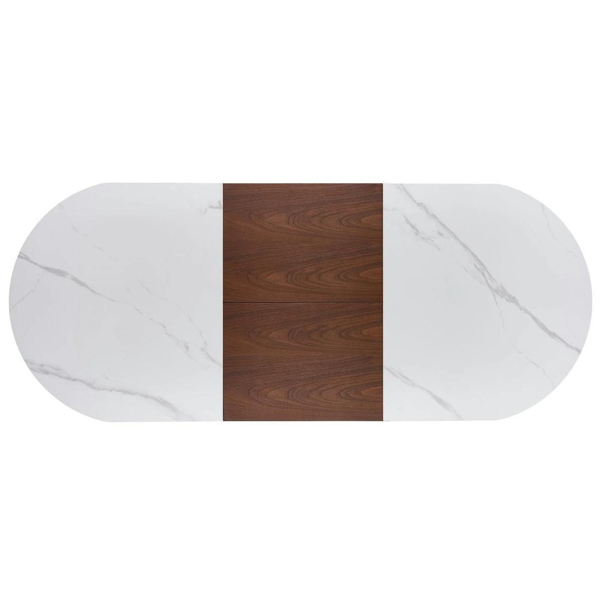 Masa extensibila GIBSON, alb/nuc/auriu, piatra sinterizata, 160/220x90x76 cm