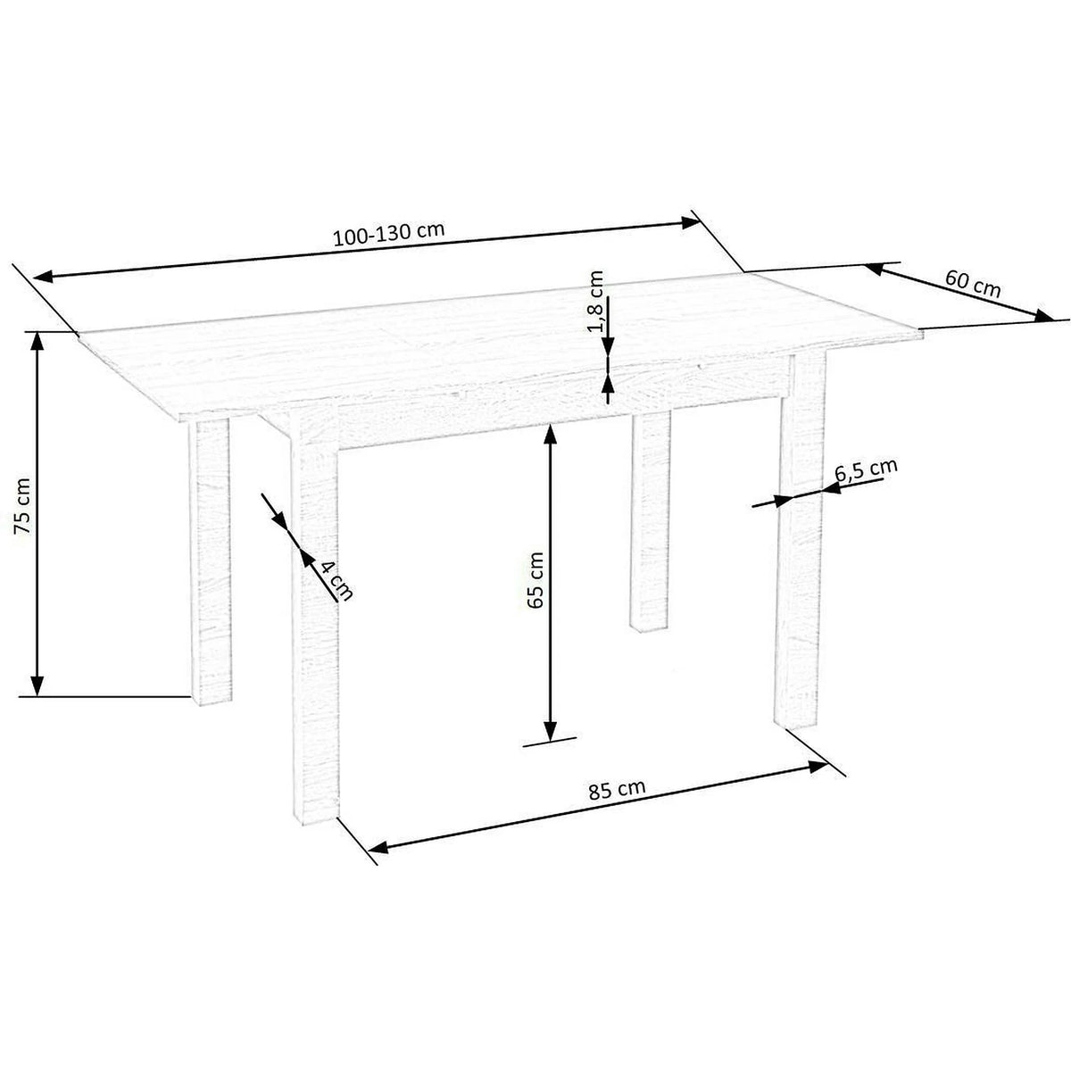 Masa extensibila GINO, alb, PAL furniruit, 100/138x60x75 cm