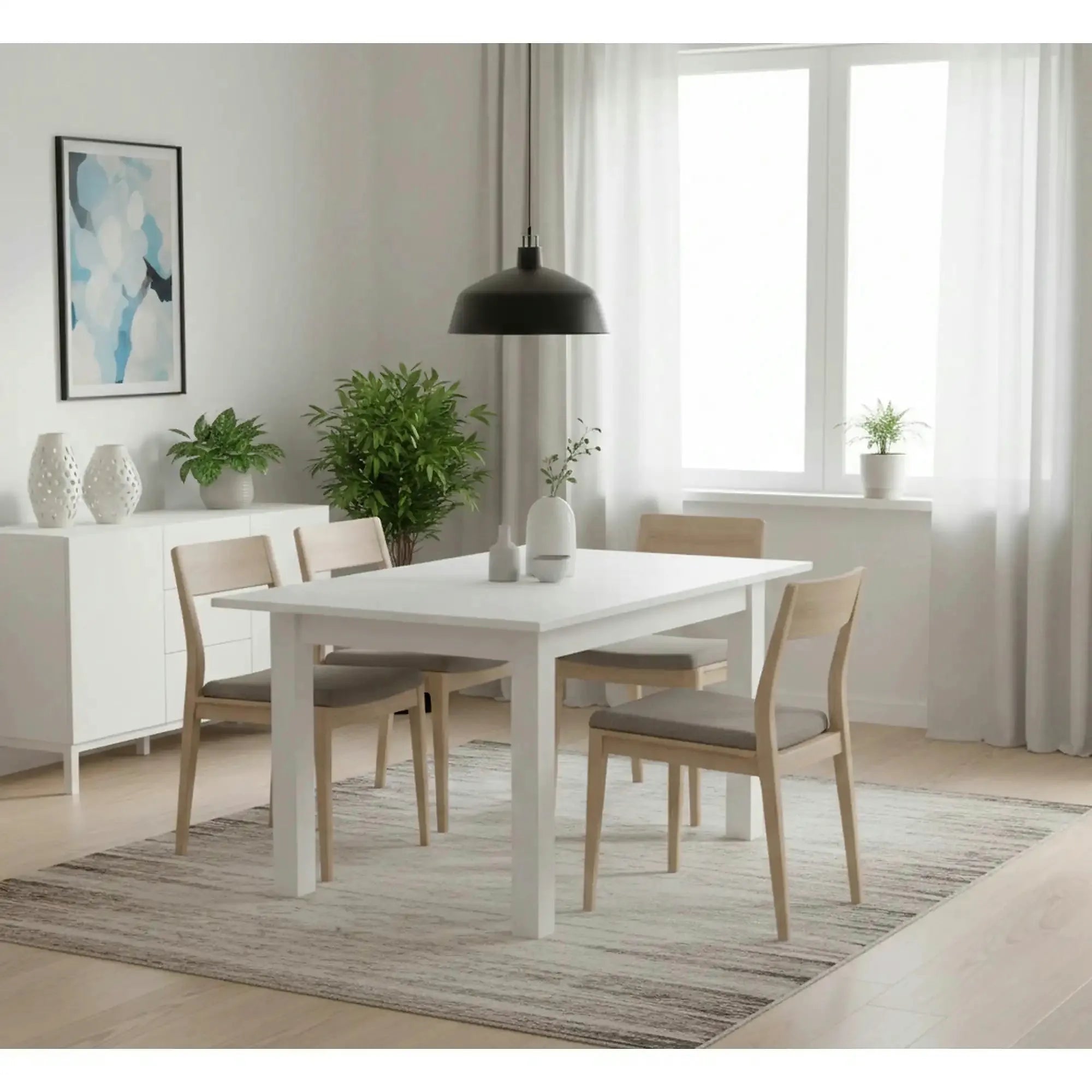 Masa extensibila GINO, alb, PAL furniruit, 100/138x60x75 cm