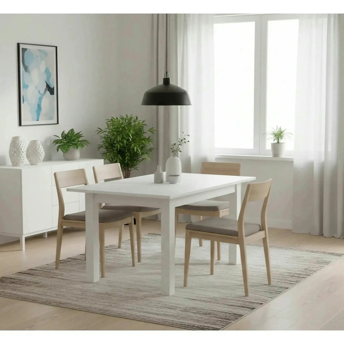 Masa extensibila GINO, alb, PAL furniruit, 100/138x60x75 cm
