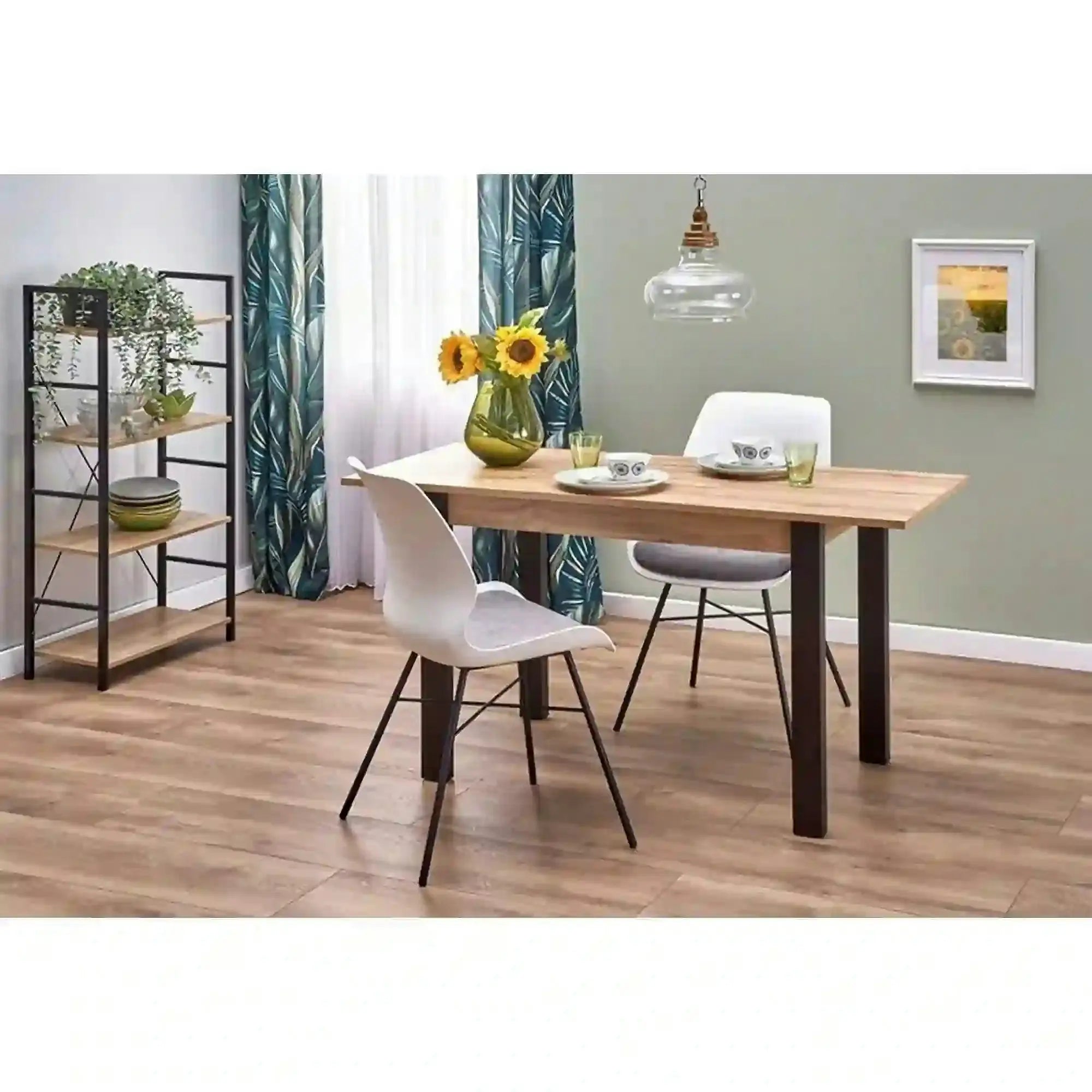 Masa extensibila GINO, stejar/negru, PAL furniruit, 100/138x60x75 cm