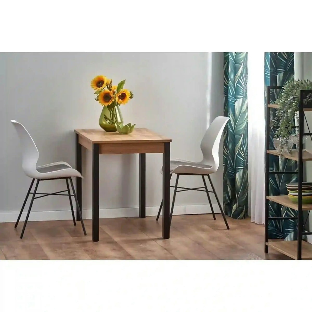 Masa extensibila GINO, stejar/negru, PAL furniruit, 100/138x60x75 cm