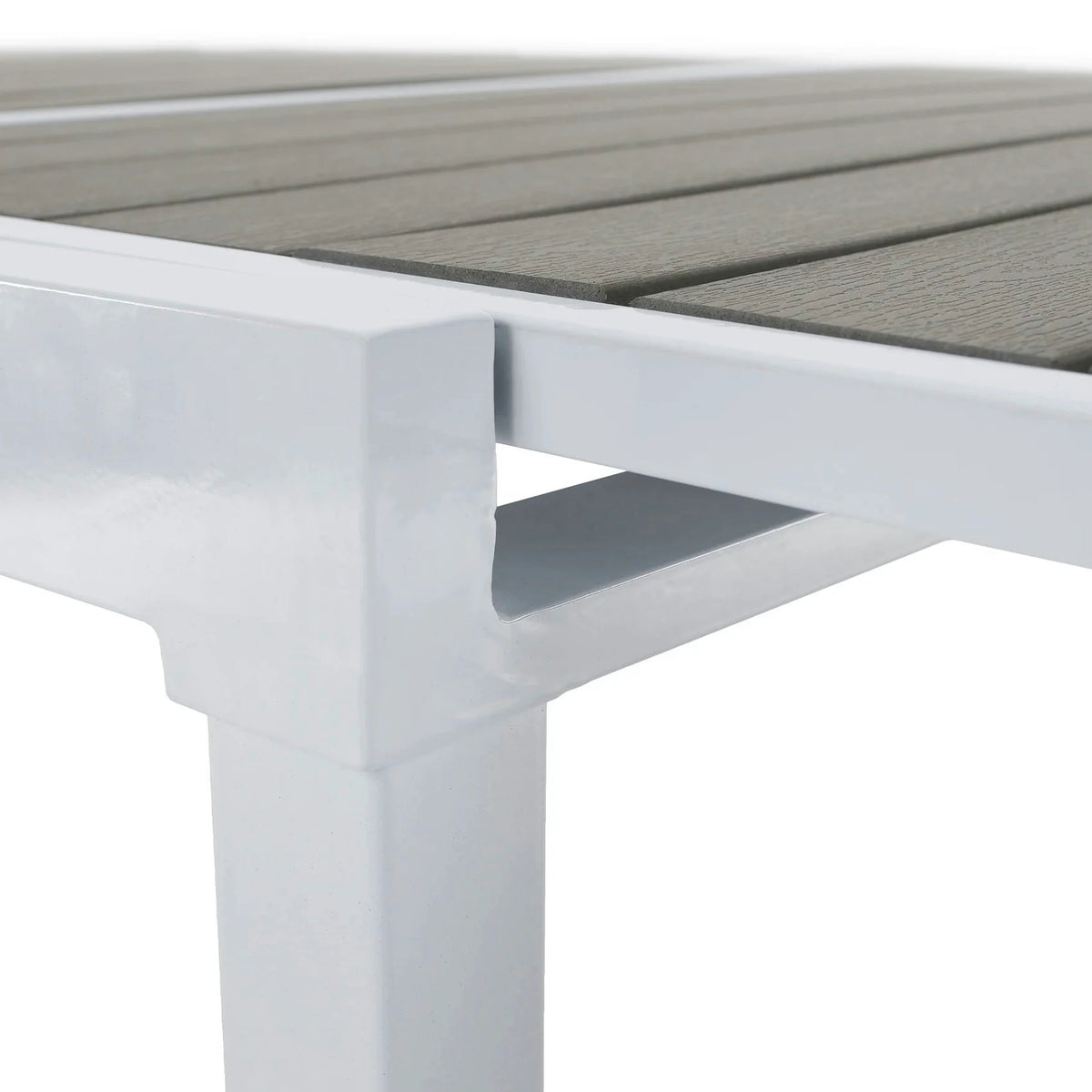 Masa extensibila gradina DORIO, alb/gri, otel/lemn, 100/200x100x75 cm