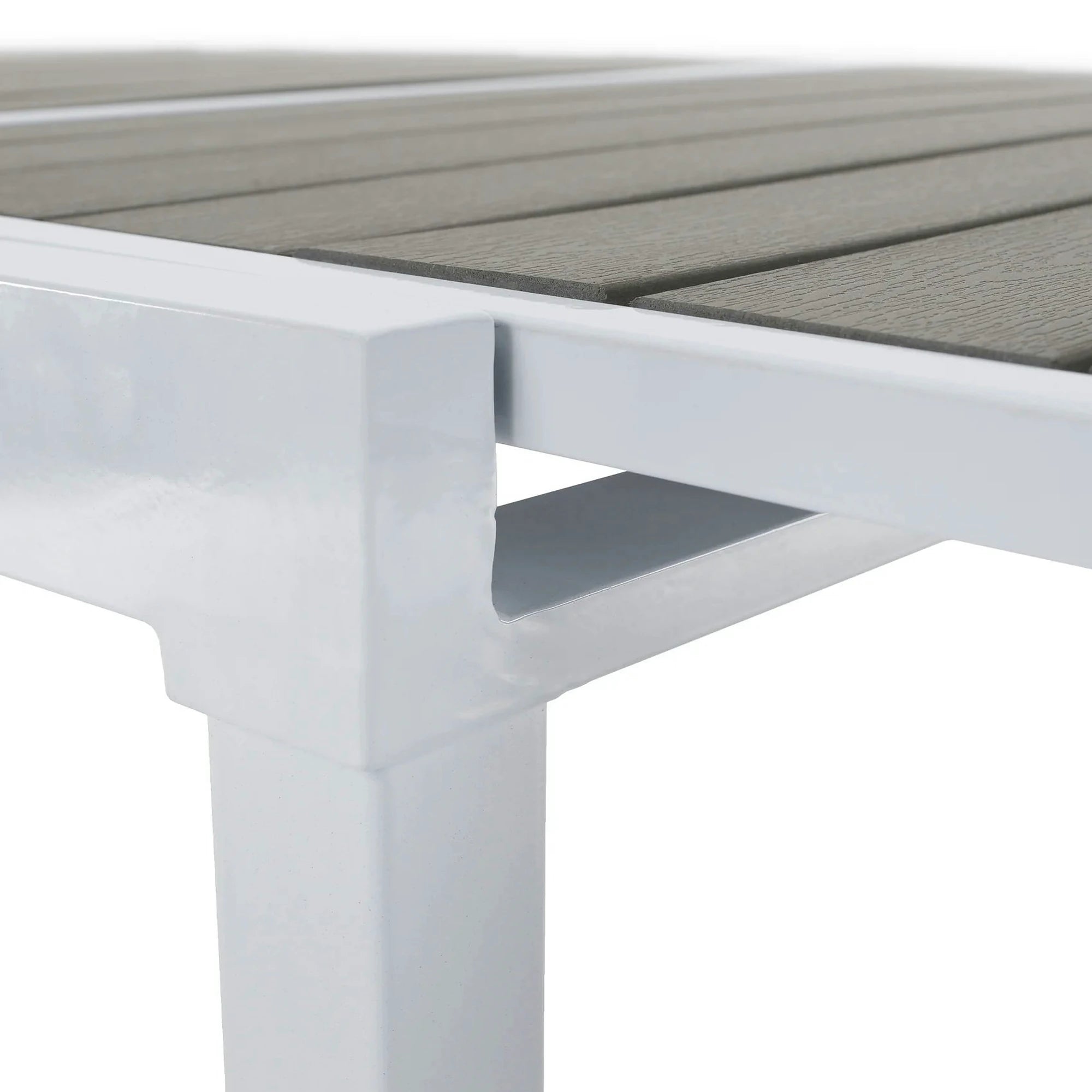 Masa extensibila gradina DORIO, alb/gri, otel/lemn, 100/200x100x75 cm