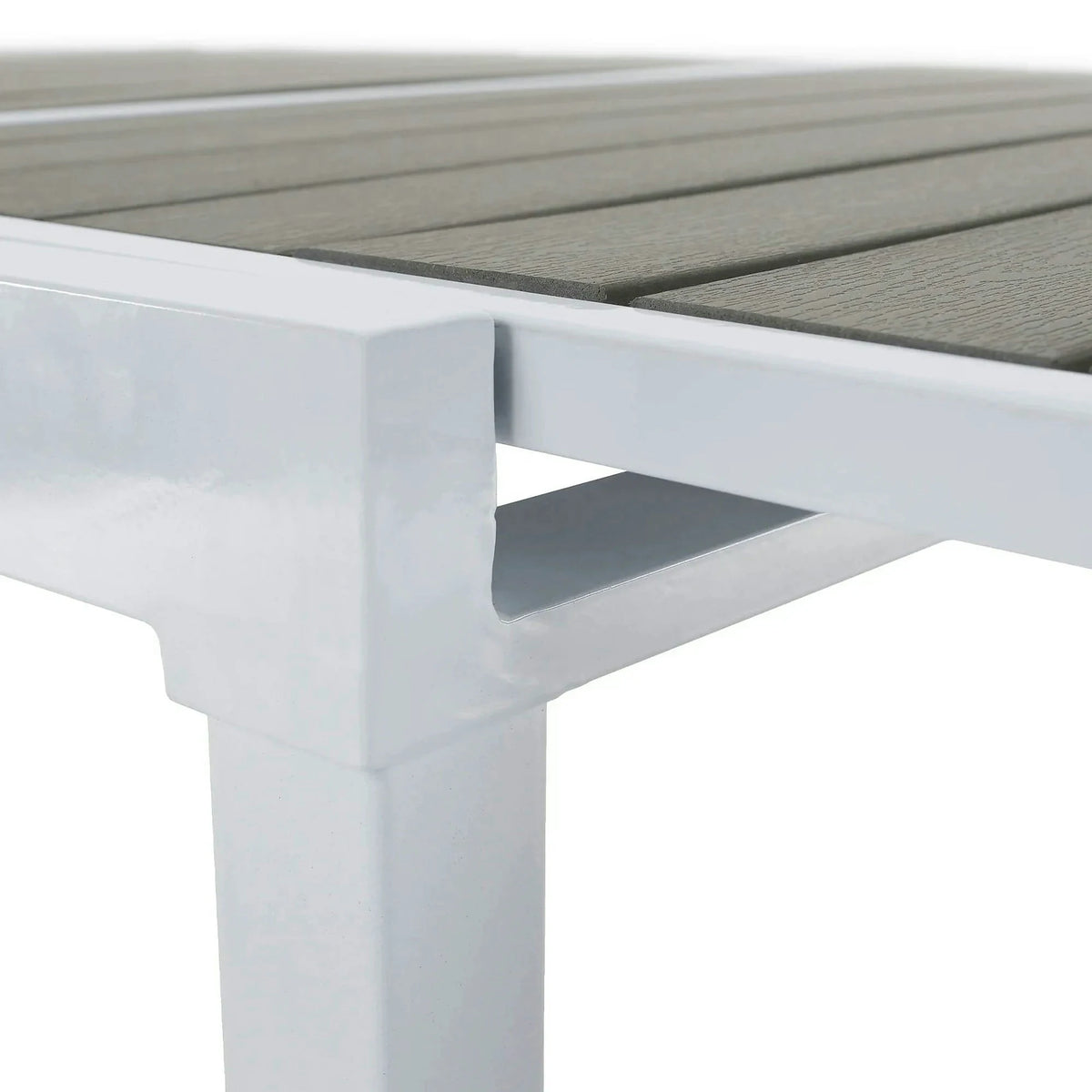 Masa extensibila gradina DORIO, alb/gri, otel/lemn, 100/200x100x75 cm