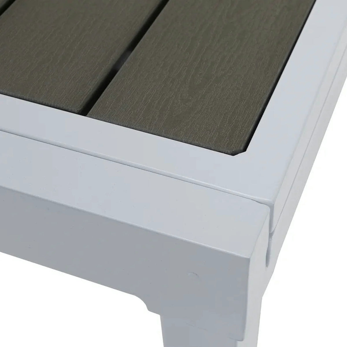 Masa extensibila gradina DORIO, alb/gri, otel/lemn, 100/200x100x75 cm