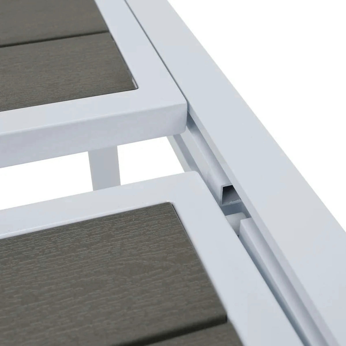 Masa extensibila gradina DORIO, alb/gri, otel/lemn, 100/200x100x75 cm