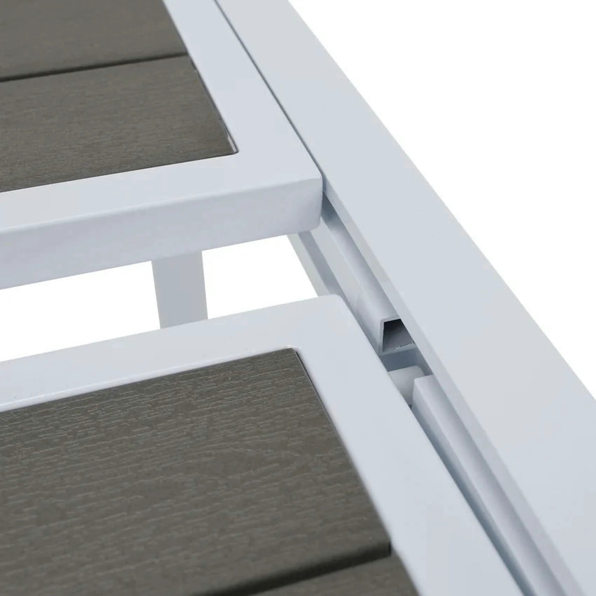 Masa extensibila gradina DORIO, alb/gri, otel/lemn, 100/200x100x75 cm