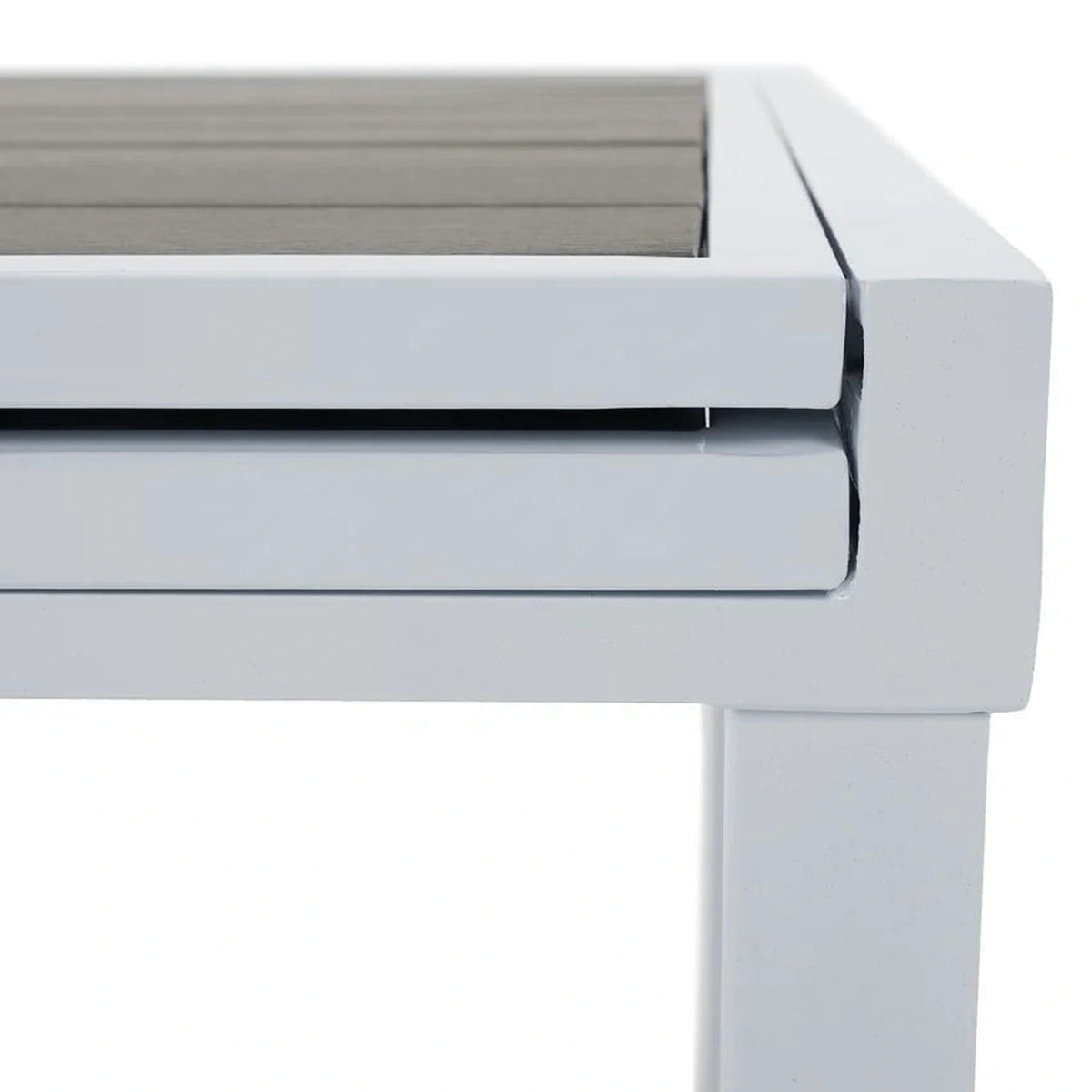 Masa extensibila gradina DORIO, alb/gri, otel/lemn, 100/200x100x75 cm