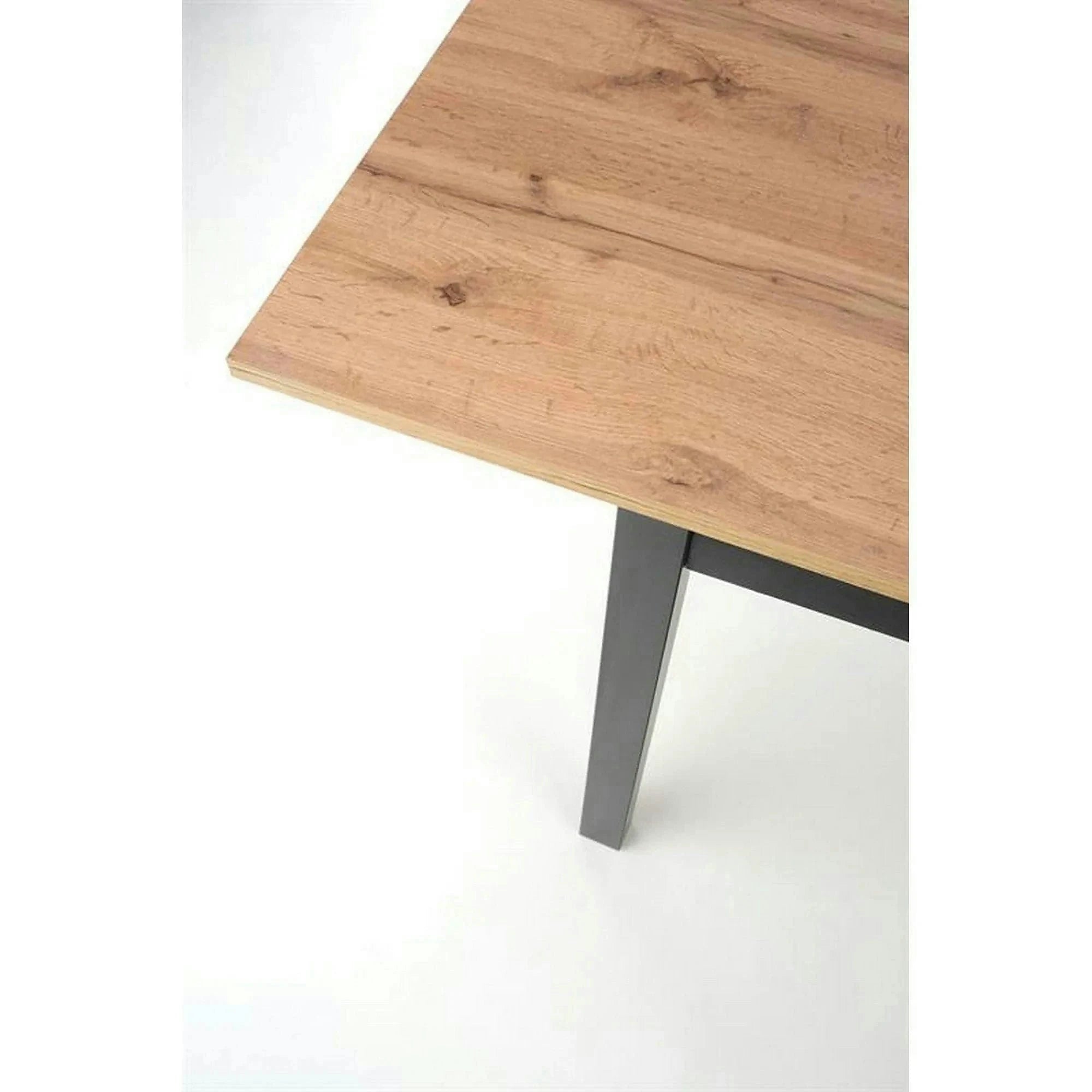 Masa extensibila GREG, stejar/negru, PAL, 124/168x74x75 cm