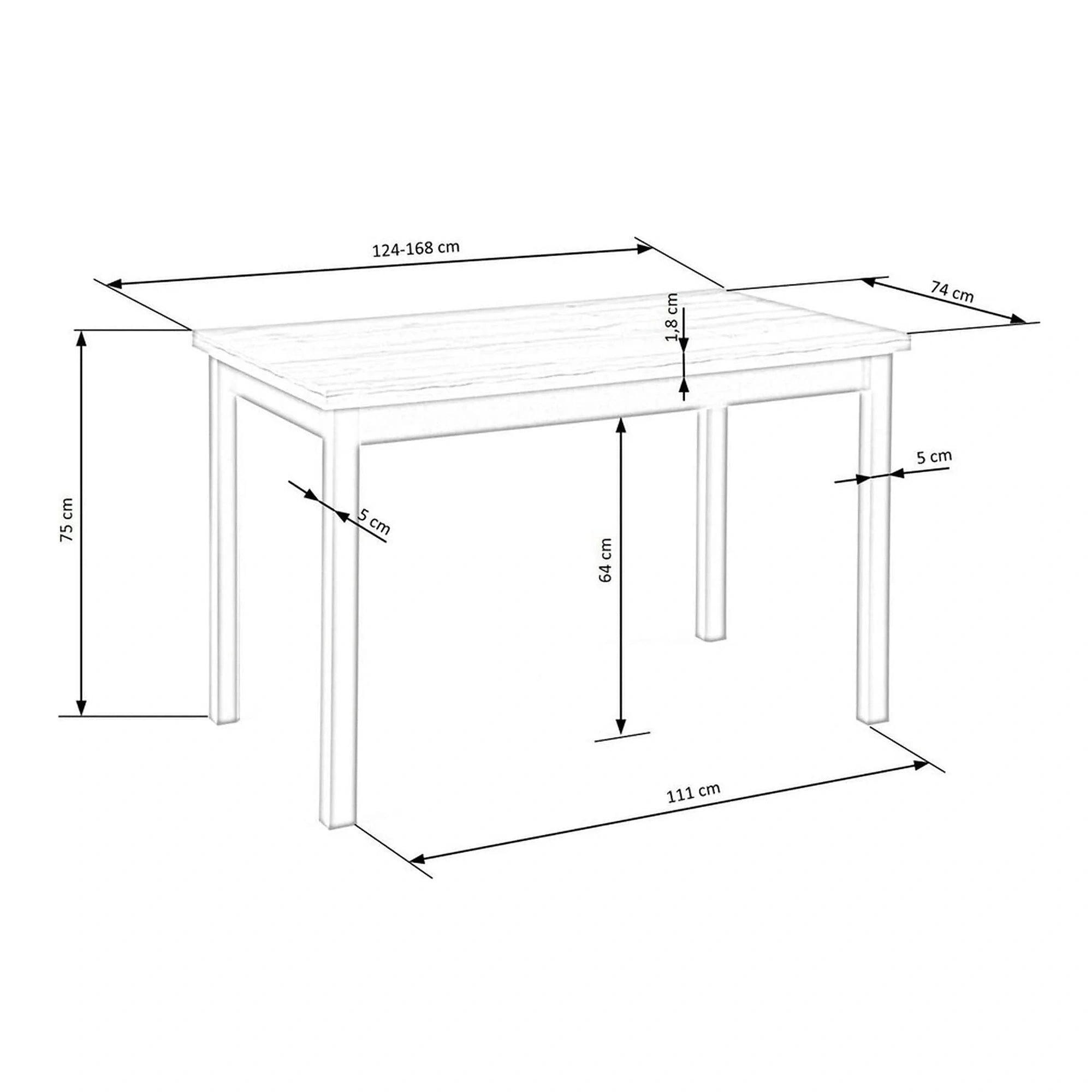 Masa extensibila GREG, stejar/negru, PAL, 124/168x74x75 cm