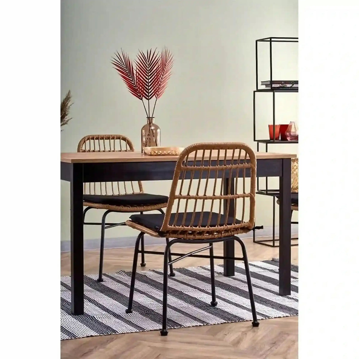 Masa extensibila GREG, stejar/negru, PAL, 124/168x74x75 cm