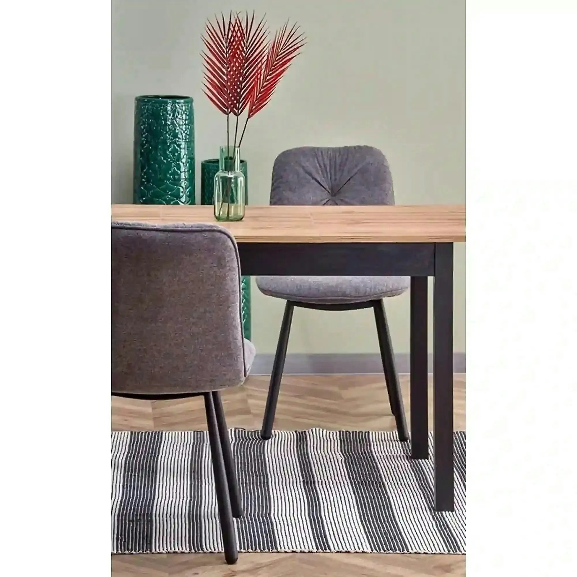 Masa extensibila GREG, stejar/negru, PAL, 124/168x74x75 cm