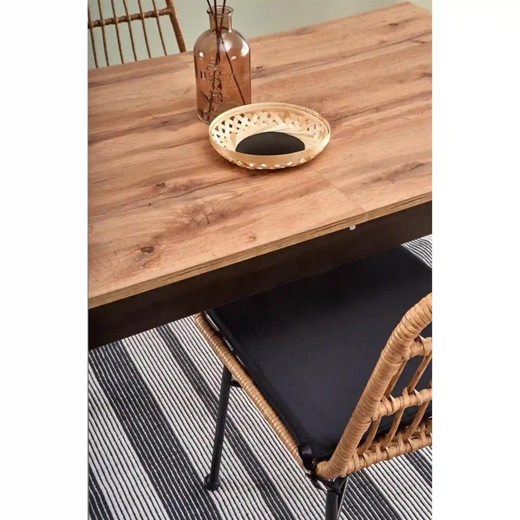 Masa extensibila GREG, stejar/negru, PAL, 124/168x74x75 cm