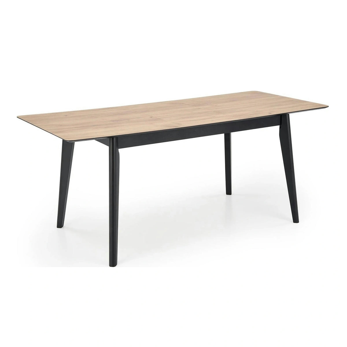 Masa extensibila GULIAN, stejar/negru, PAL laminat/lemn, 140/180x90x76 cm
