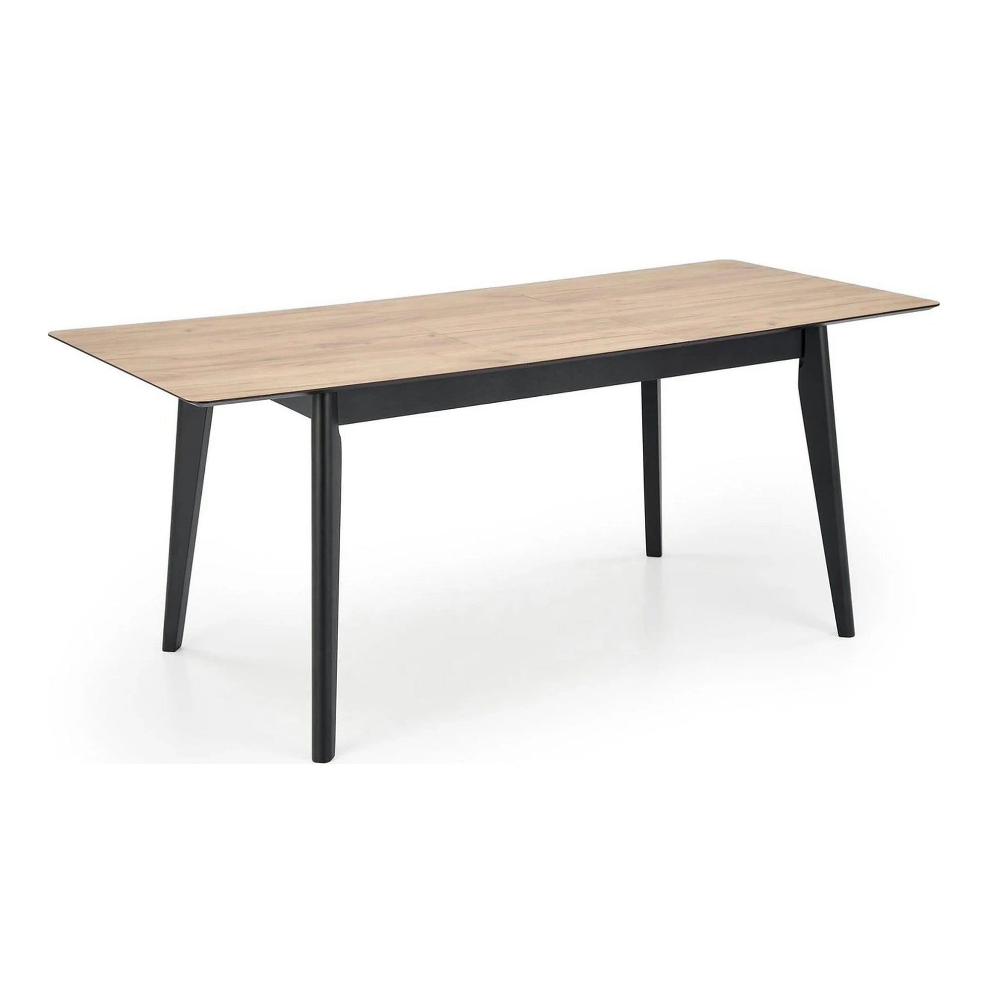 Masa extensibila GULIAN, stejar/negru, PAL laminat/lemn, 140/180x90x76 cm