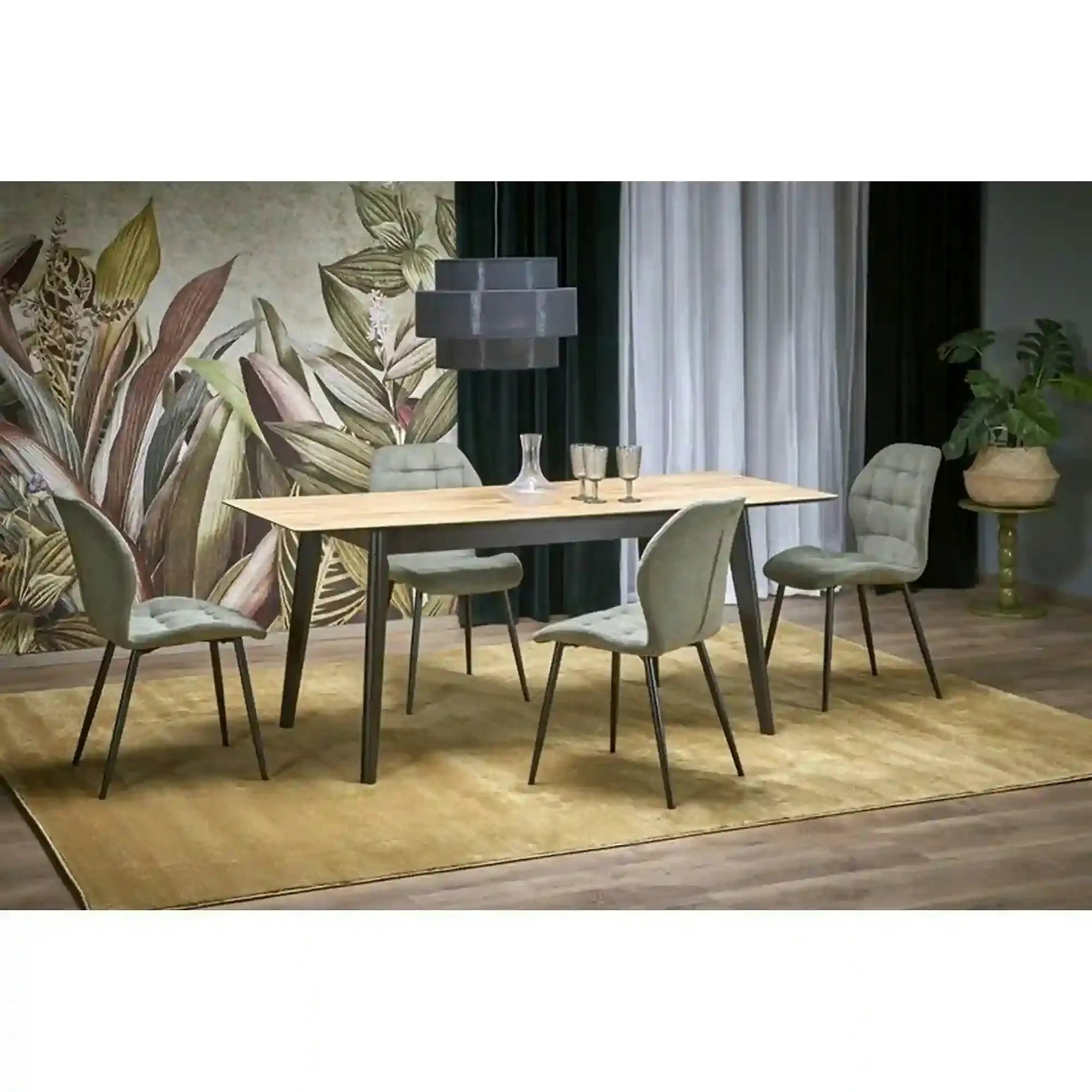 Masa extensibila GULIAN, stejar/negru, PAL laminat/lemn, 140/180x90x76 cm
