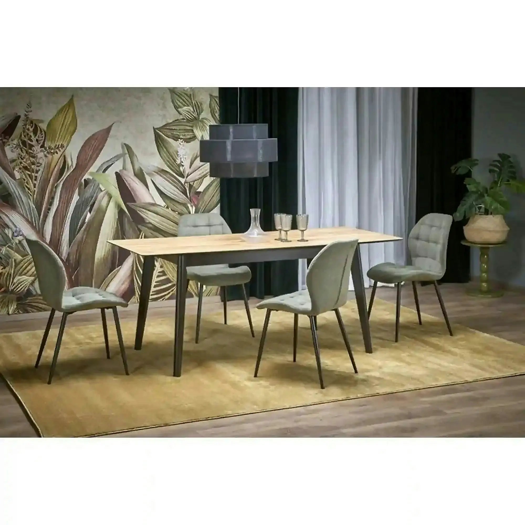 Masa extensibila GULIAN, stejar/negru, PAL laminat/lemn, 140/180x90x76 cm