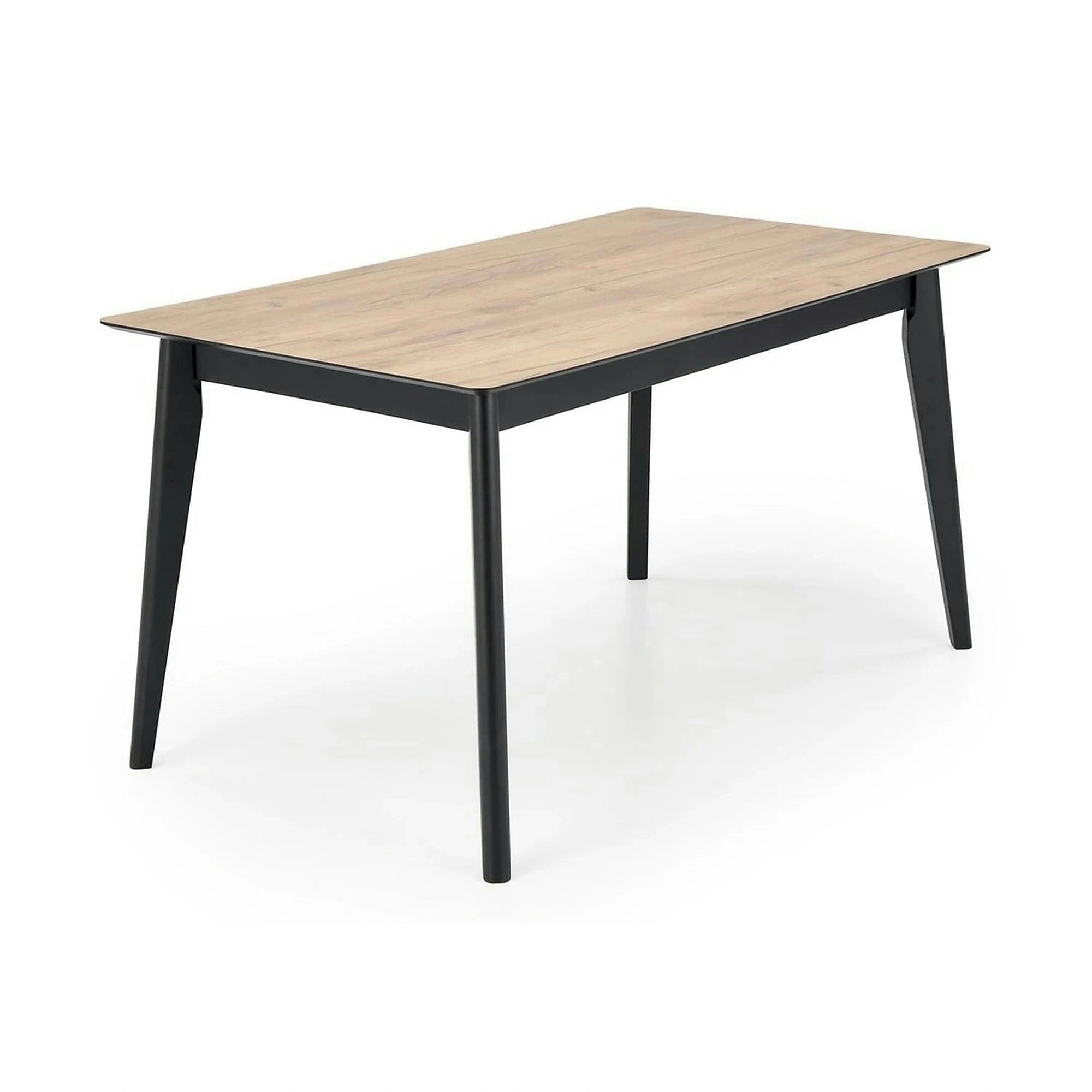 Masa extensibila GULIAN, stejar/negru, PAL laminat/lemn, 140/180x90x76 cm