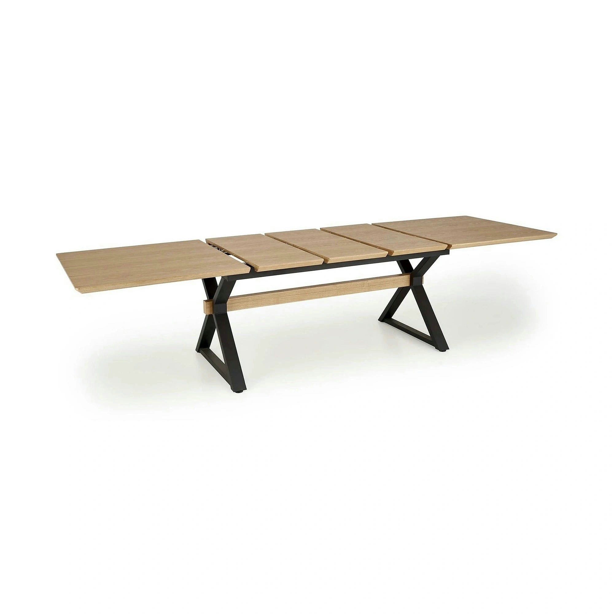 Masa extensibila HENRY, stejar/negru, furnir/metal, 180/300x100x75 cm