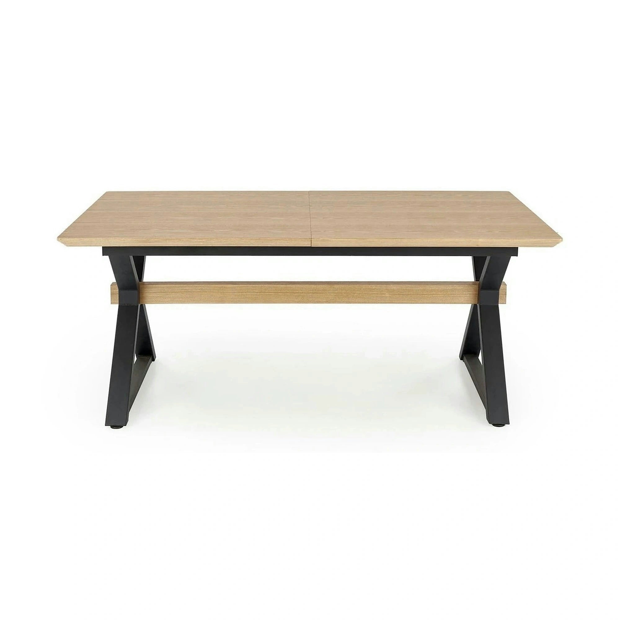 Masa extensibila HENRY, stejar/negru, furnir/metal, 180/300x100x75 cm