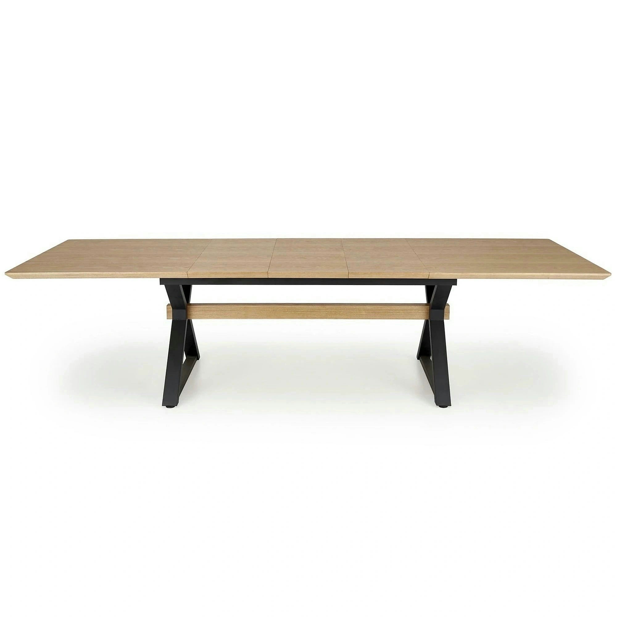 Masa extensibila HENRY, stejar/negru, furnir/metal, 180/300x100x75 cm