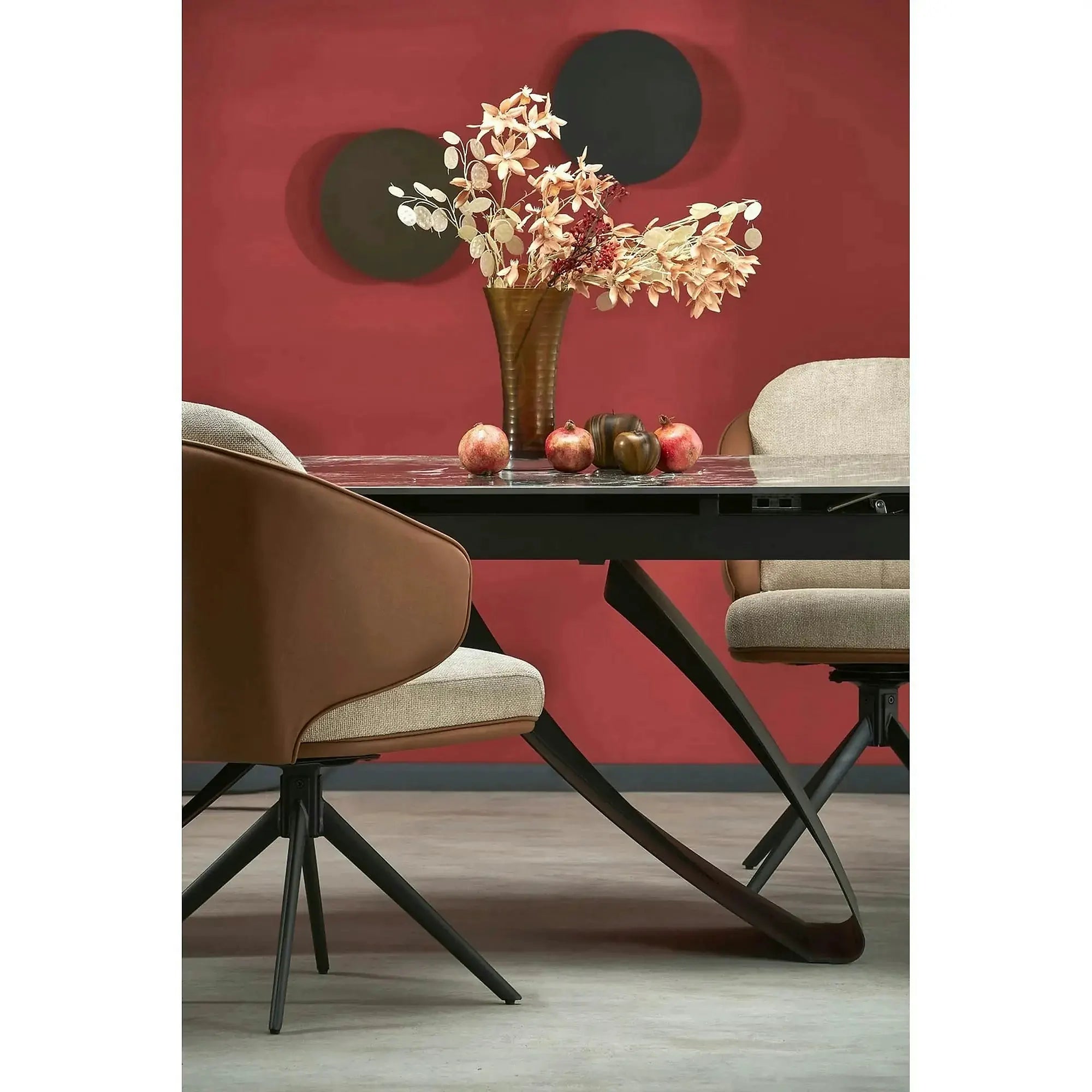 Masa extensibila HILARIO, negru, piatra sinterizata/metal, 180/260x90x75 cm