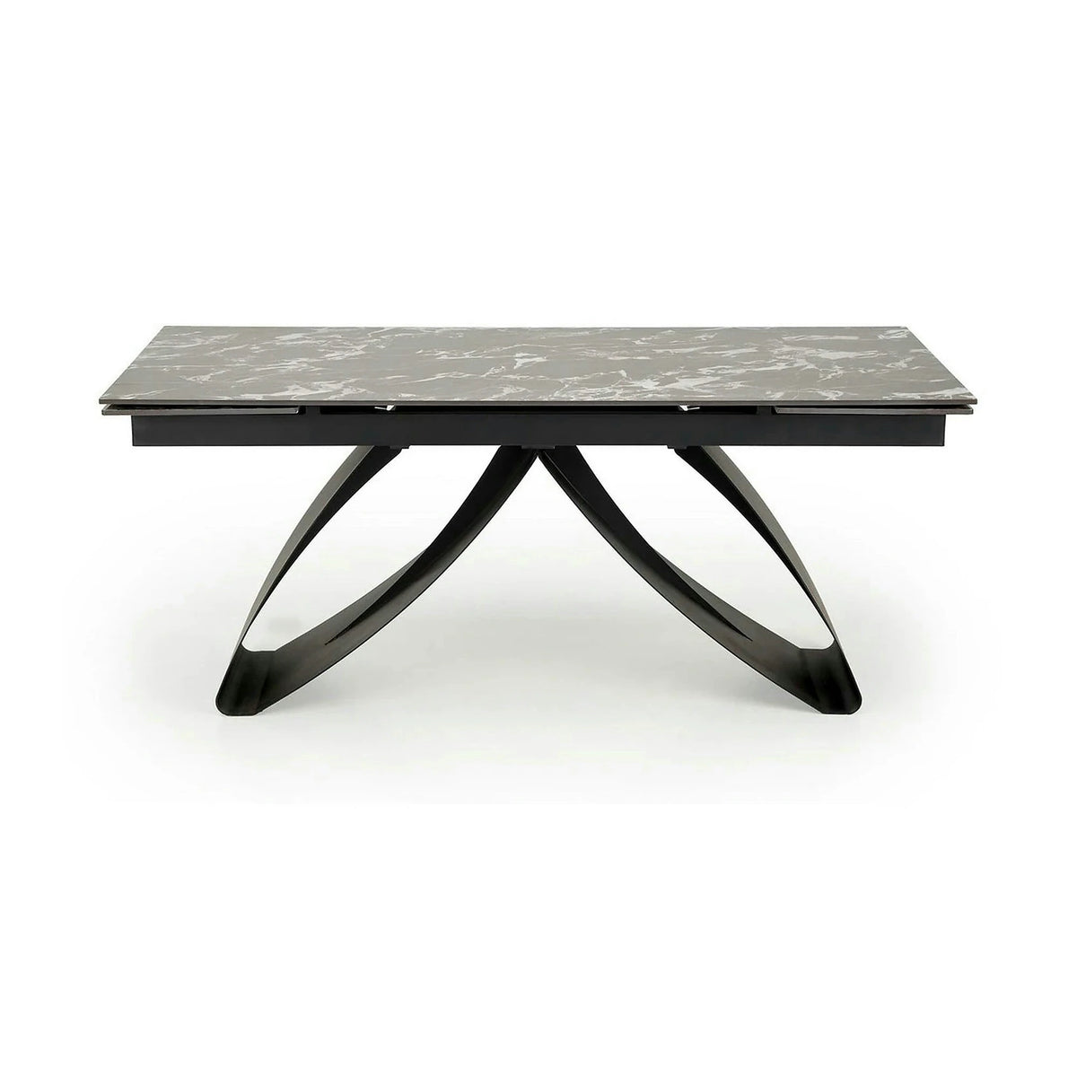Masa extensibila HILARIO, negru, piatra sinterizata/metal, 180/260x90x75 cm