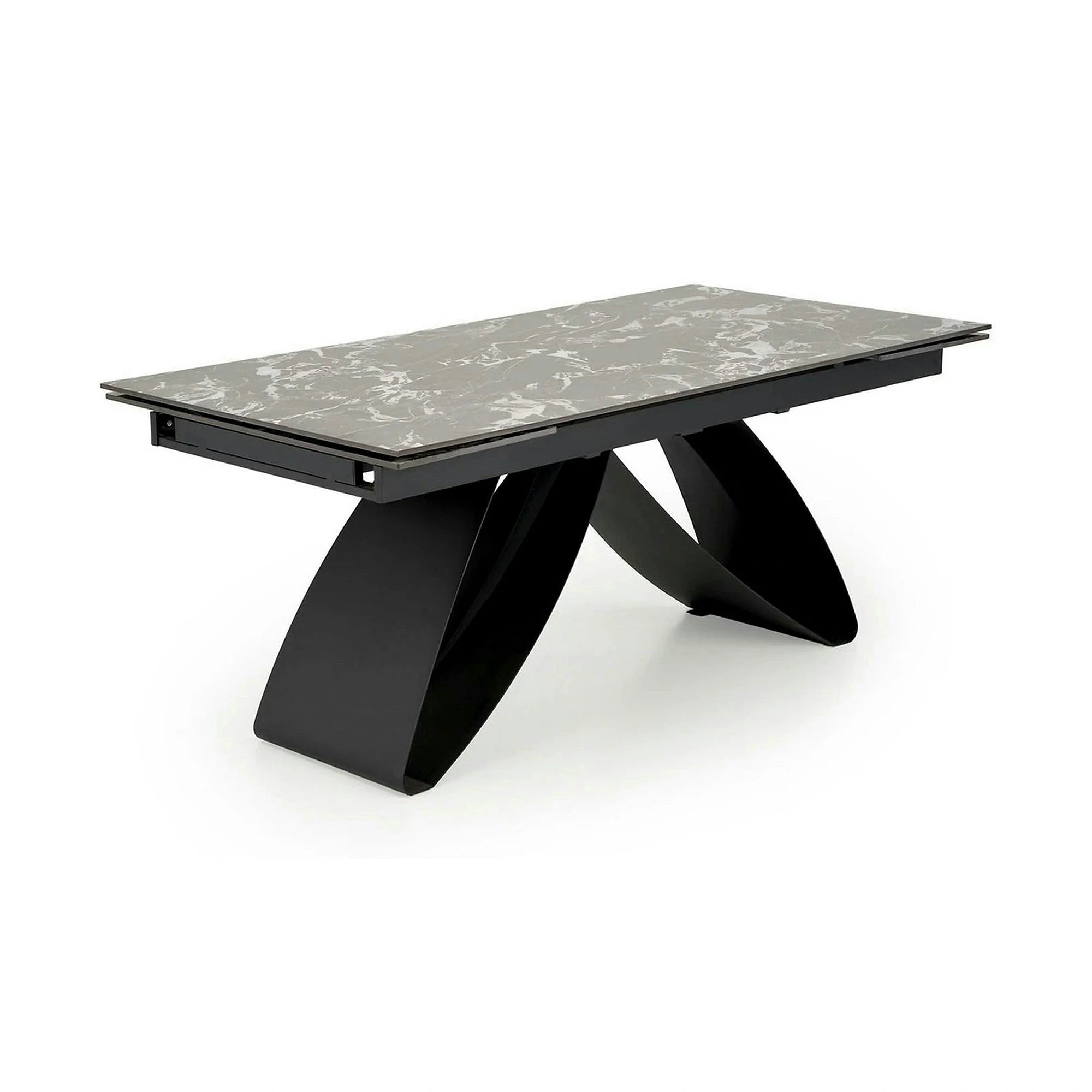 Masa extensibila HILARIO, negru, piatra sinterizata/metal, 180/260x90x75 cm