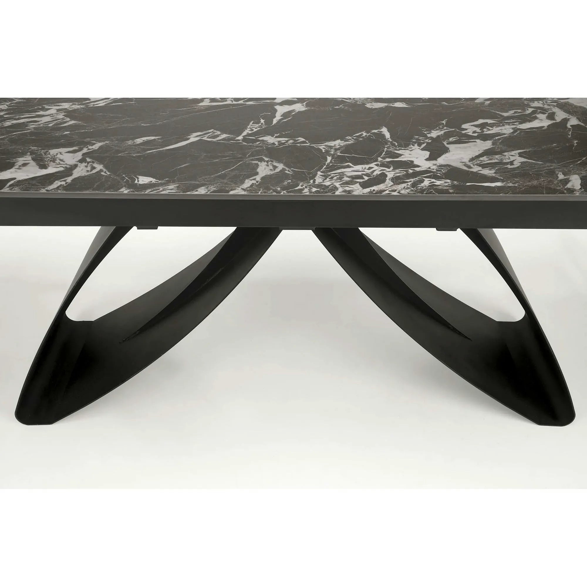 Masa extensibila HILARIO, negru, piatra sinterizata/metal, 180/260x90x75 cm