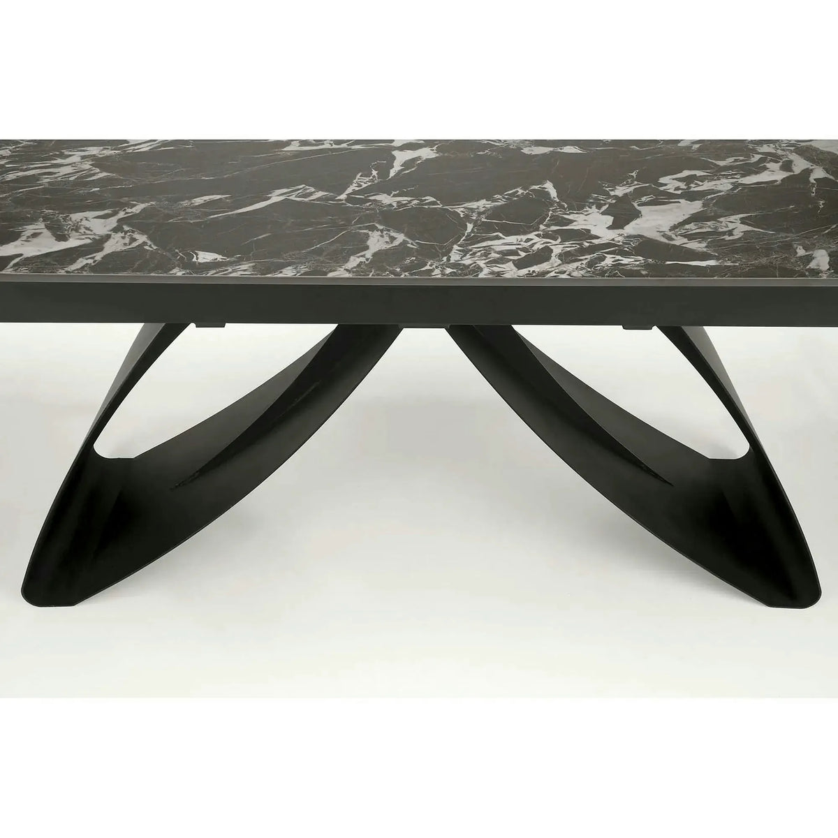 Masa extensibila HILARIO, negru, piatra sinterizata/metal, 180/260x90x75 cm