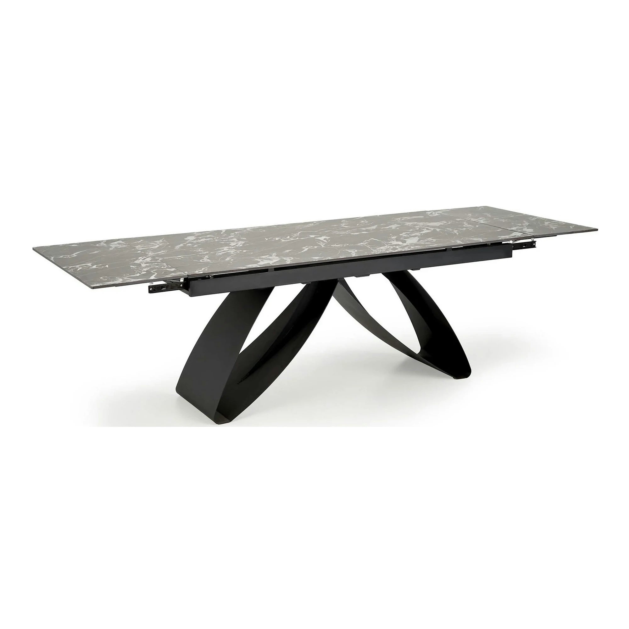 Masa extensibila HILARIO, negru, piatra sinterizata/metal, 180/260x90x75 cm