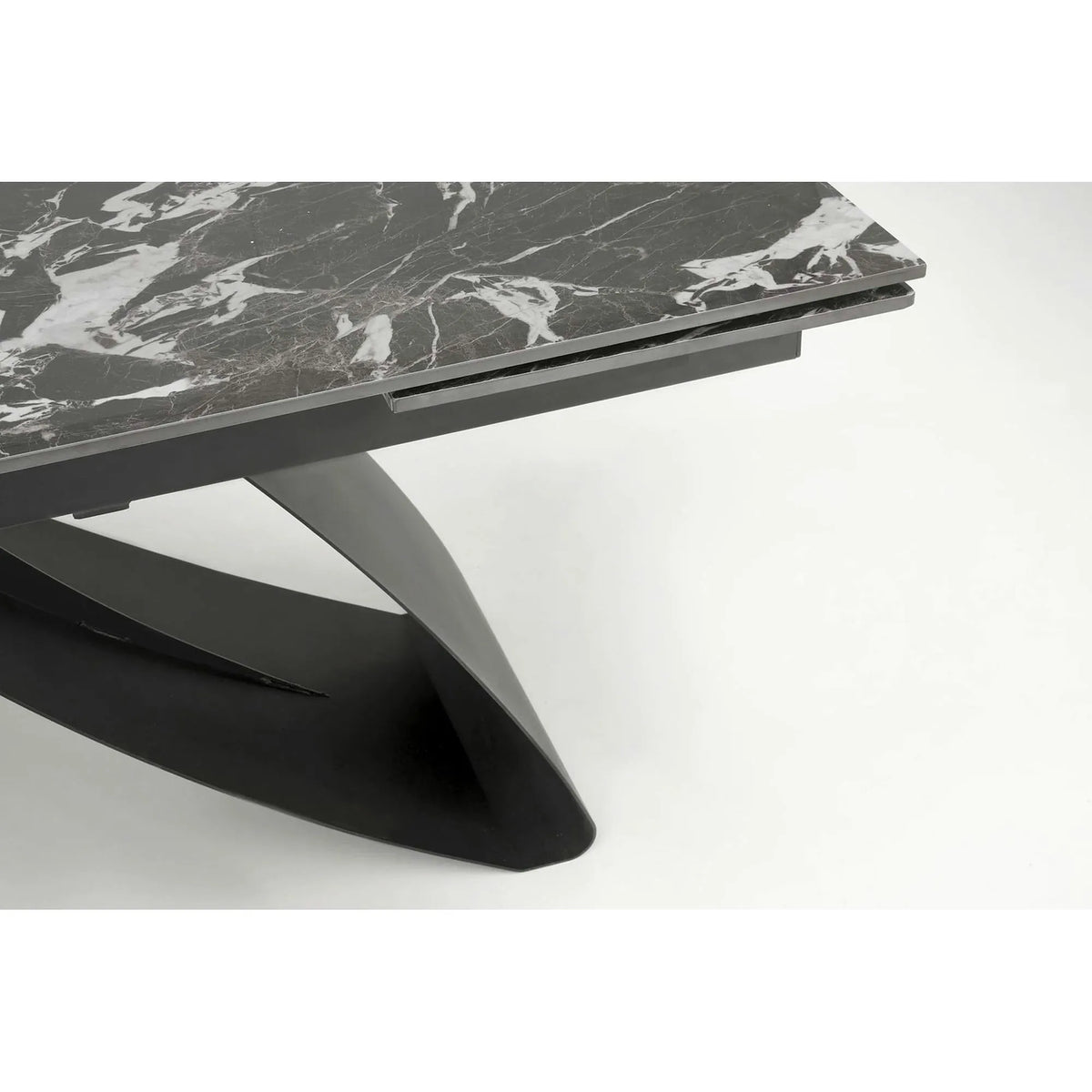 Masa extensibila HILARIO, negru, piatra sinterizata/metal, 180/260x90x75 cm