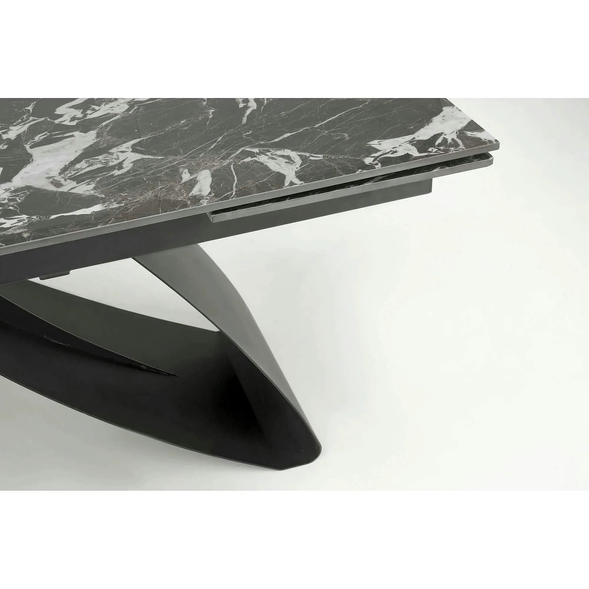 Masa extensibila HILARIO, negru, piatra sinterizata/metal, 180/260x90x75 cm