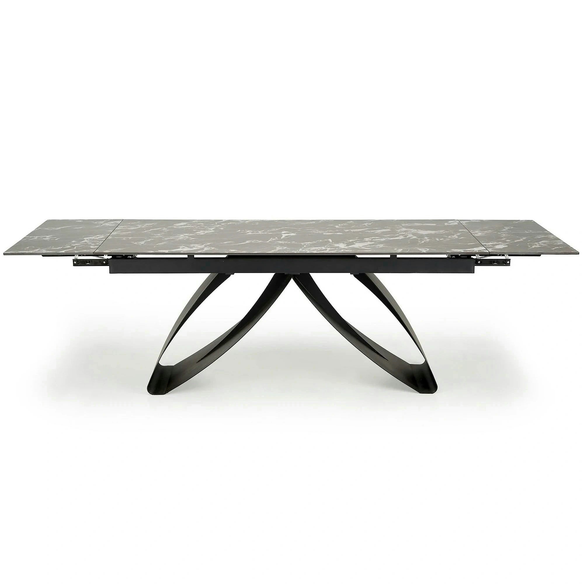 Masa extensibila HILARIO, negru, piatra sinterizata/metal, 180/260x90x75 cm