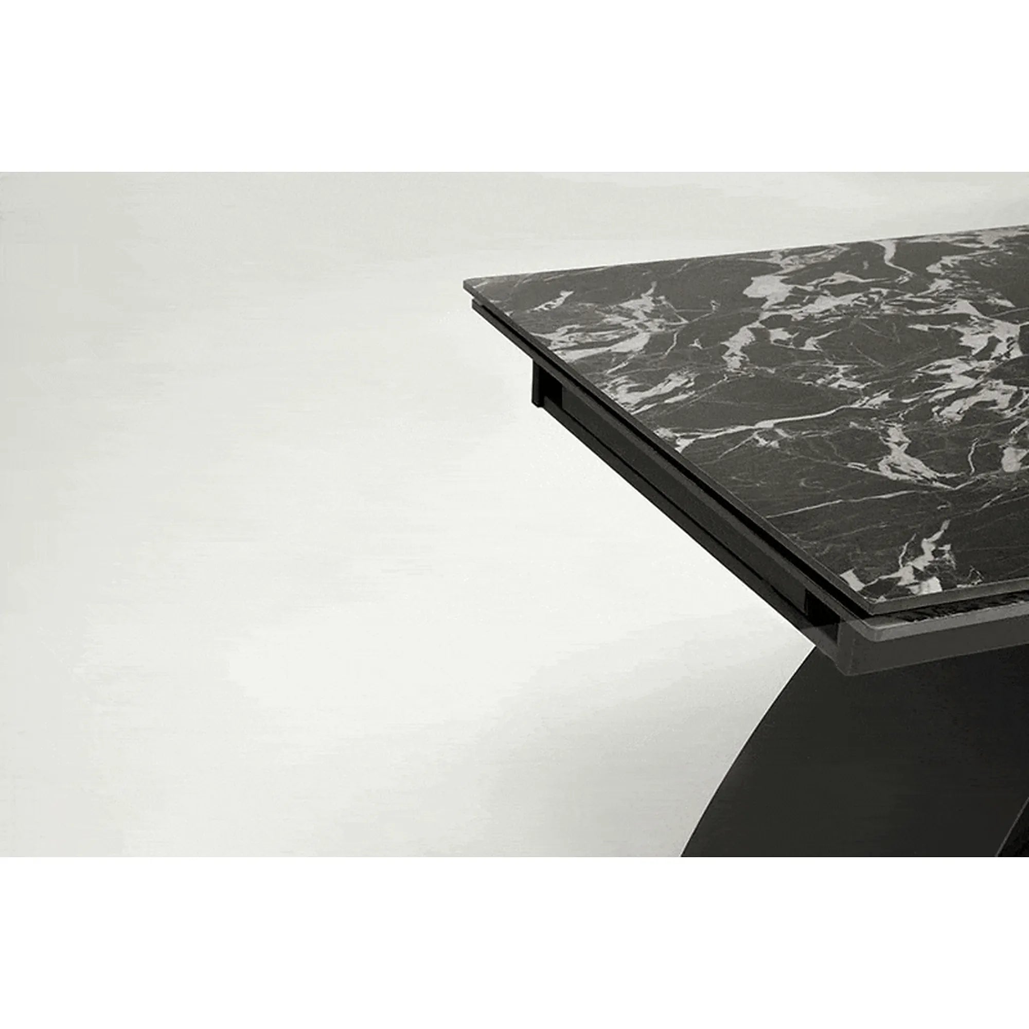 Masa extensibila HILARIO, negru, piatra sinterizata/metal, 180/260x90x75 cm