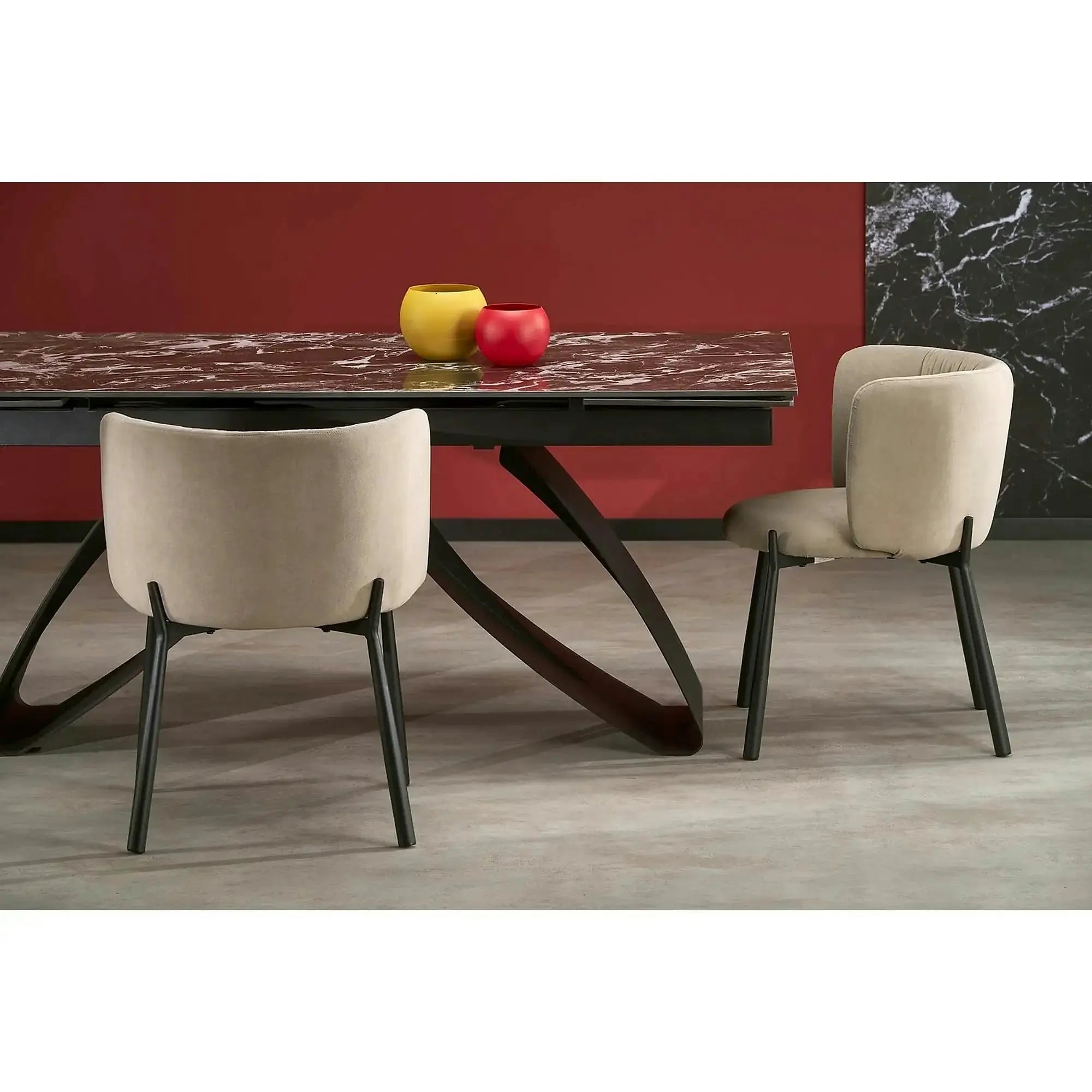 Masa extensibila HILARIO, negru, piatra sinterizata/metal, 180/260x90x75 cm