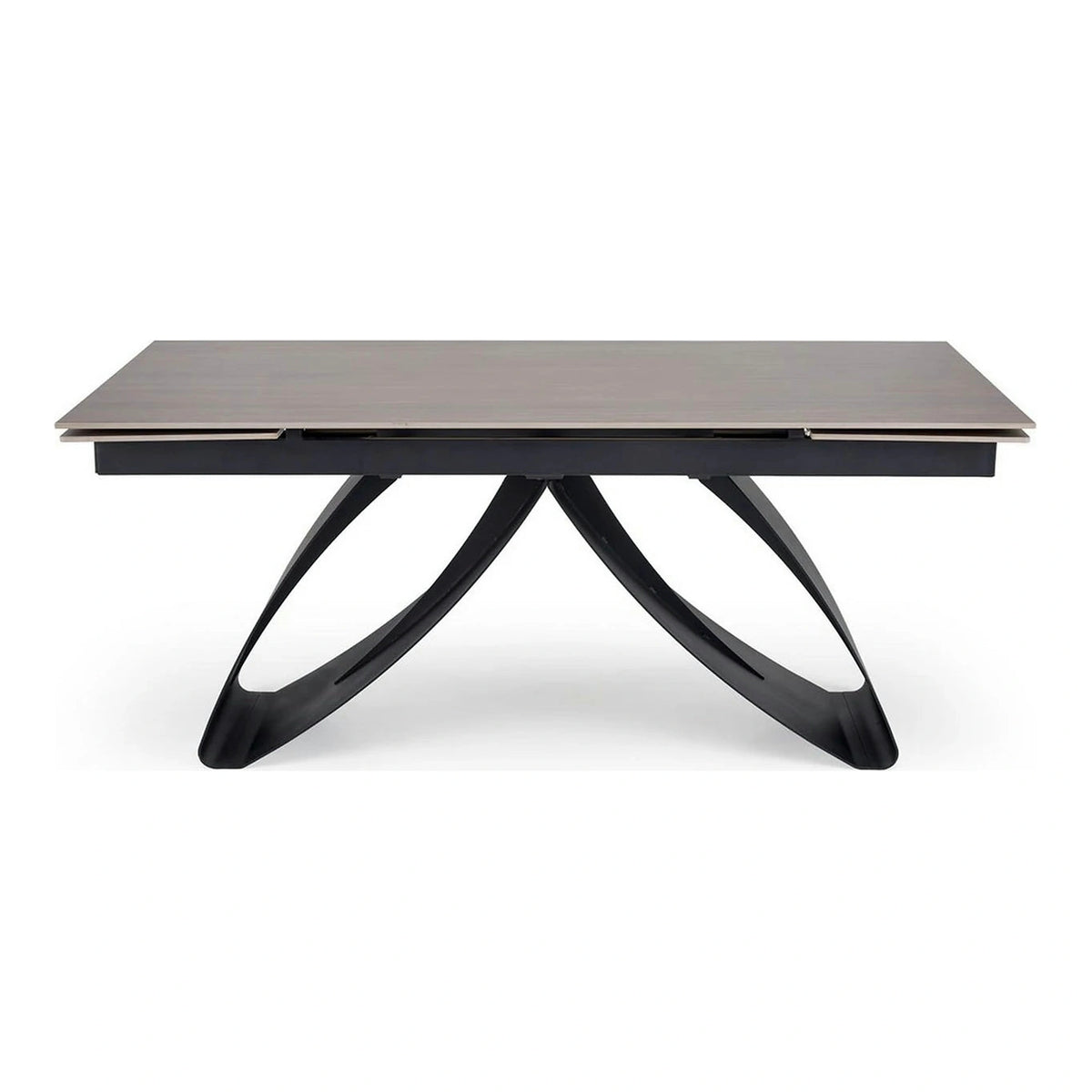 Masa extensibila HILARIO, nuc/negru, piatra sinterizata/otel, 180/260x90x75 cm