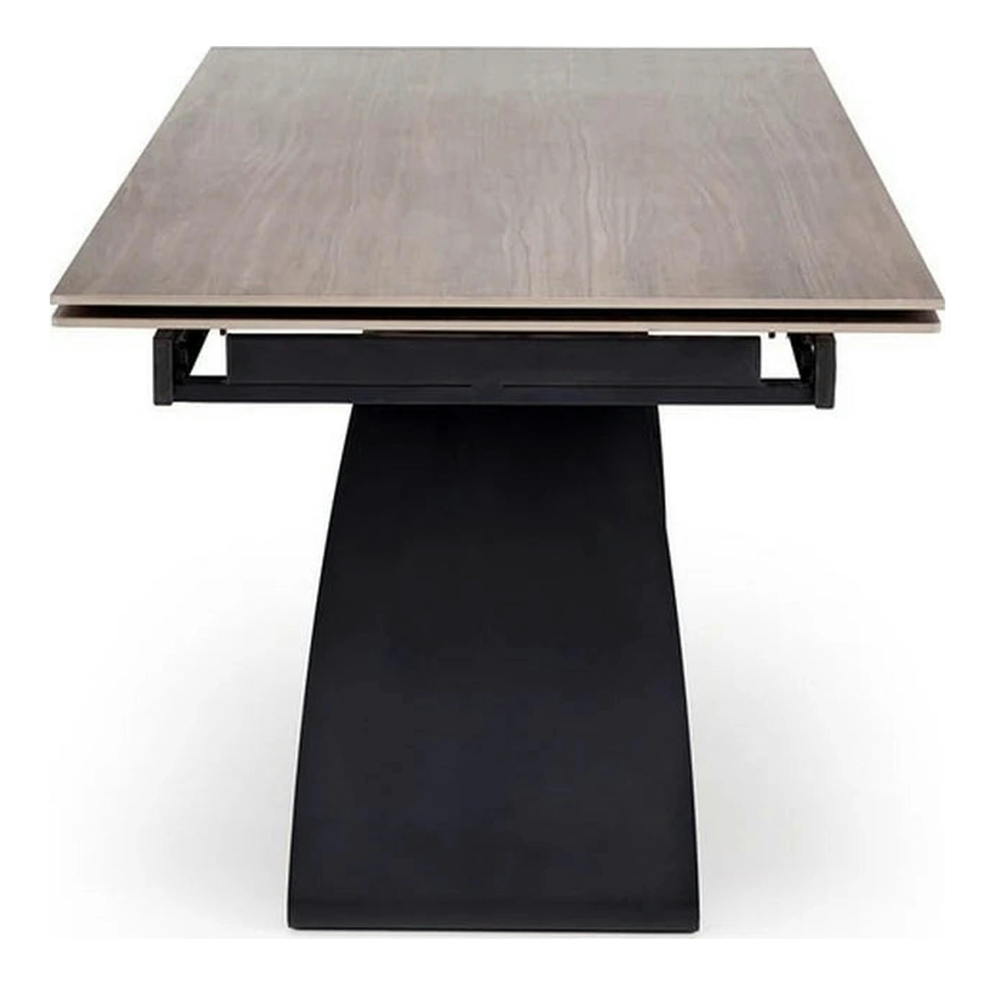 Masa extensibila HILARIO, nuc/negru, piatra sinterizata/otel, 180/260x90x75 cm