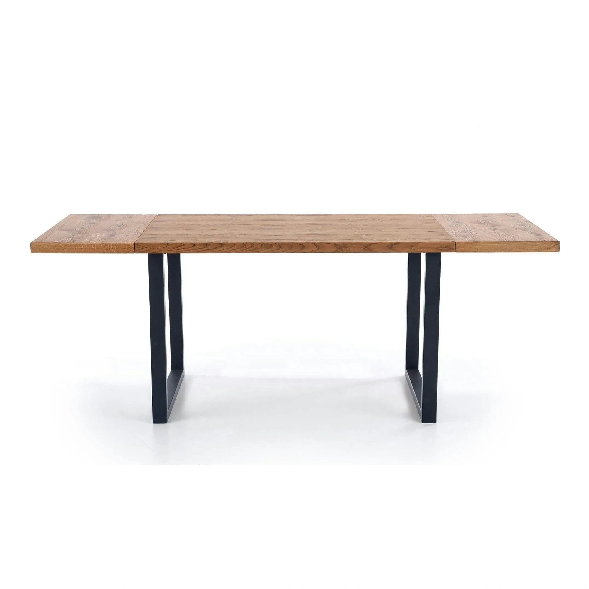 Masa extensibila HORUS, stejar/negru, furnir/otel, 126/206x80x76 cm