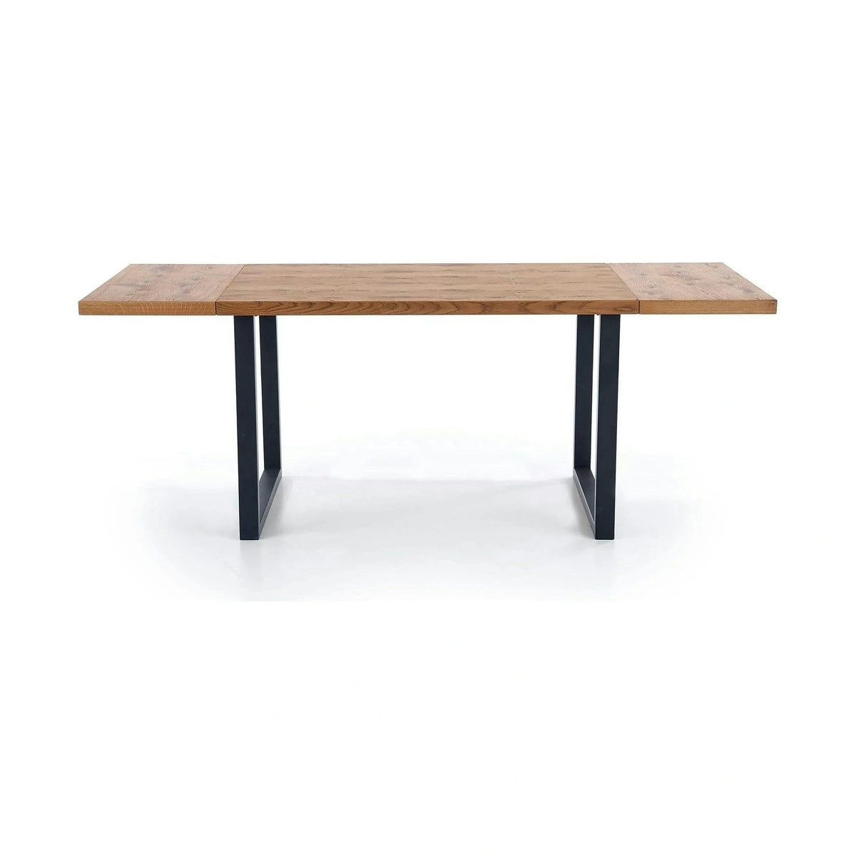 Masa extensibila HORUS, stejar/negru, furnir/otel, 126/206x80x76 cm
