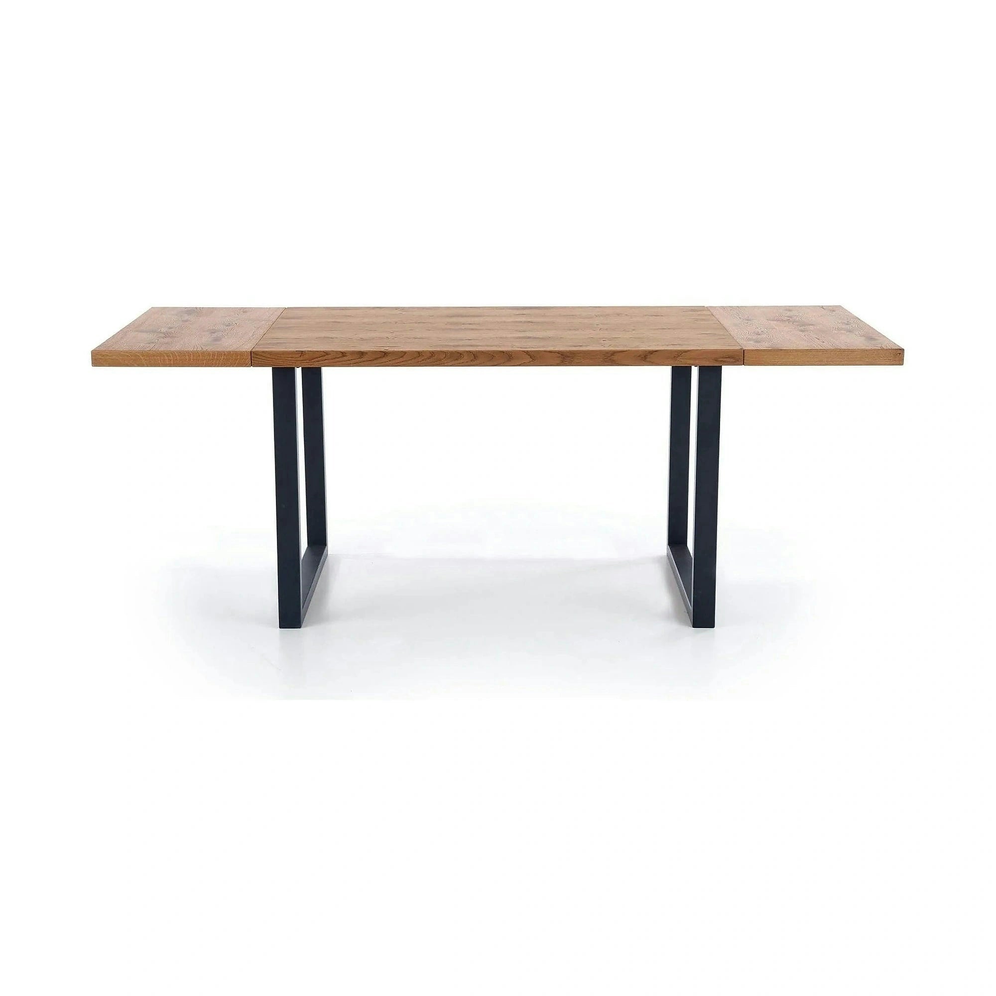 Masa extensibila HORUS, stejar/negru, furnir/otel, 126/206x80x76 cm