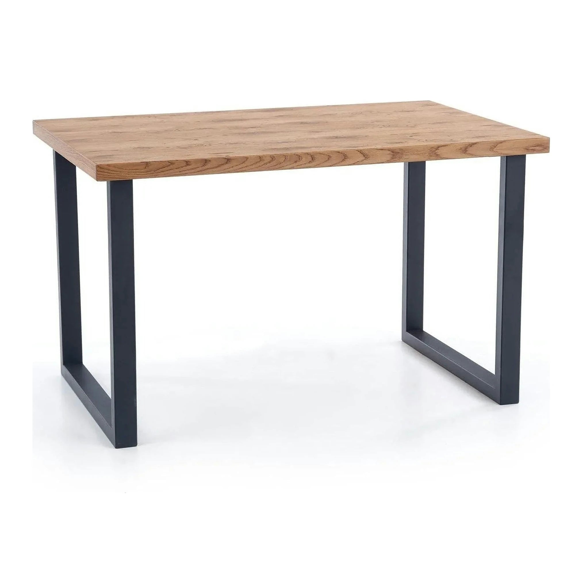 Masa extensibila HORUS, stejar/negru, furnir/otel, 126/206x80x76 cm