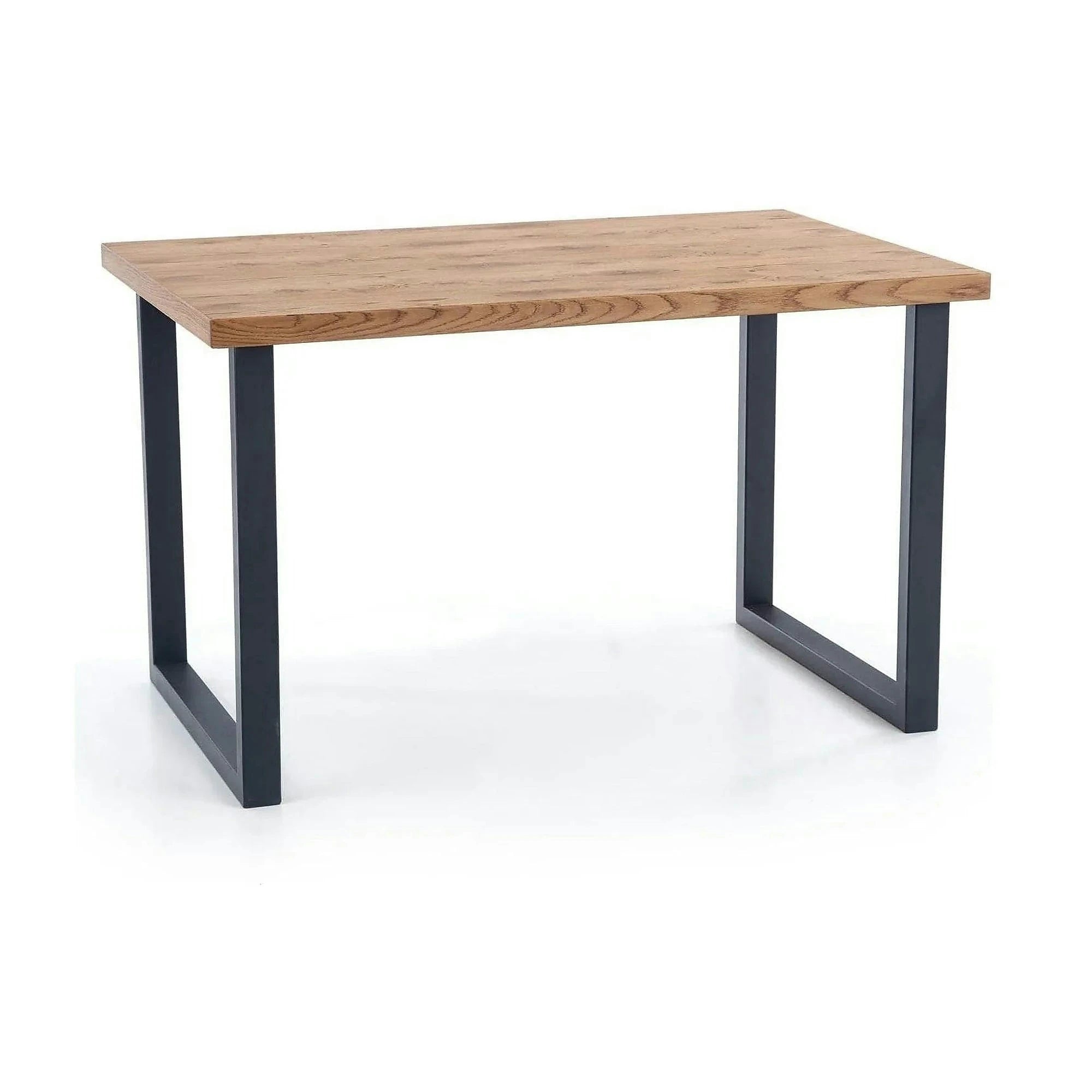 Masa extensibila HORUS, stejar/negru, furnir/otel, 126/206x80x76 cm