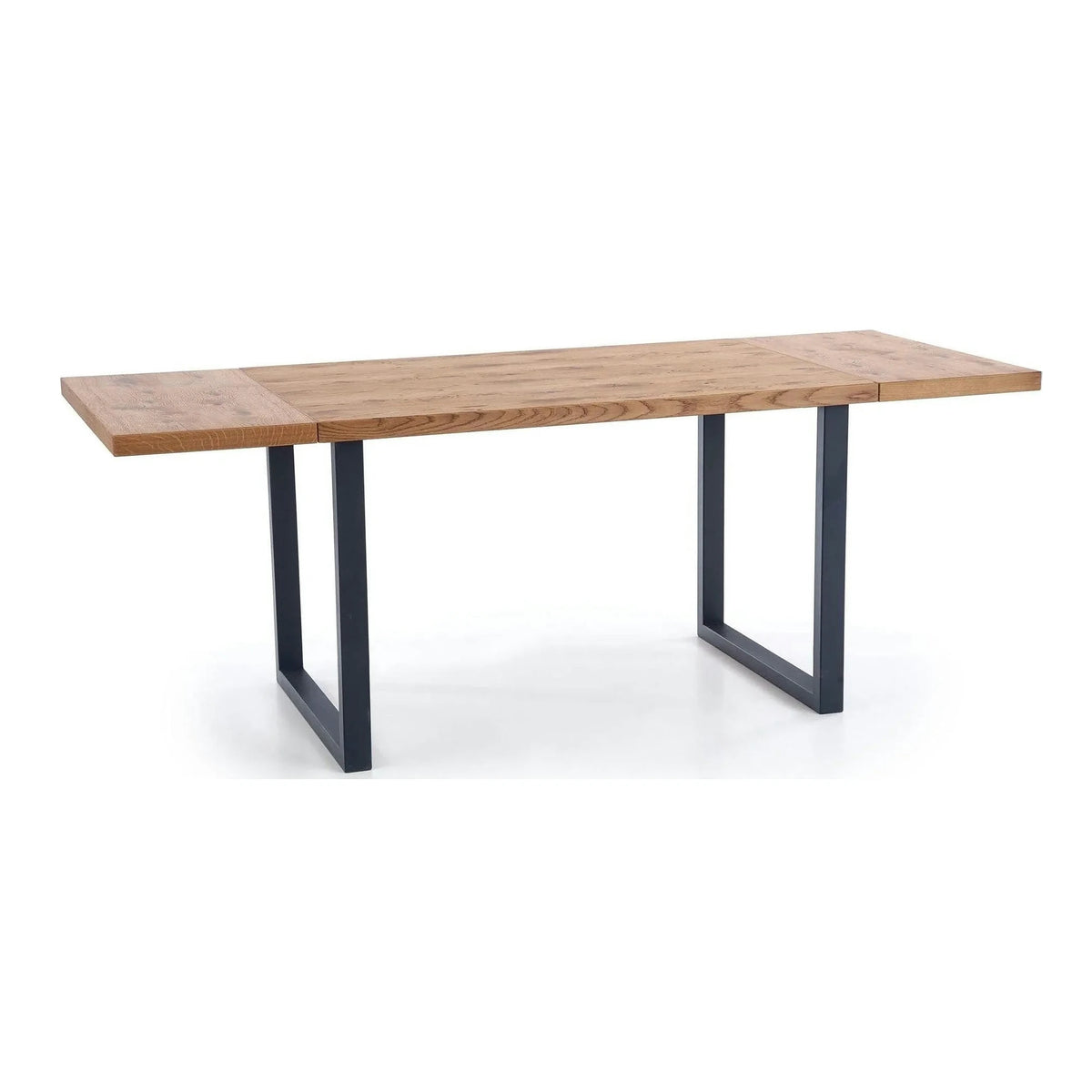 Masa extensibila HORUS, stejar/negru, furnir/otel, 126/206x80x76 cm