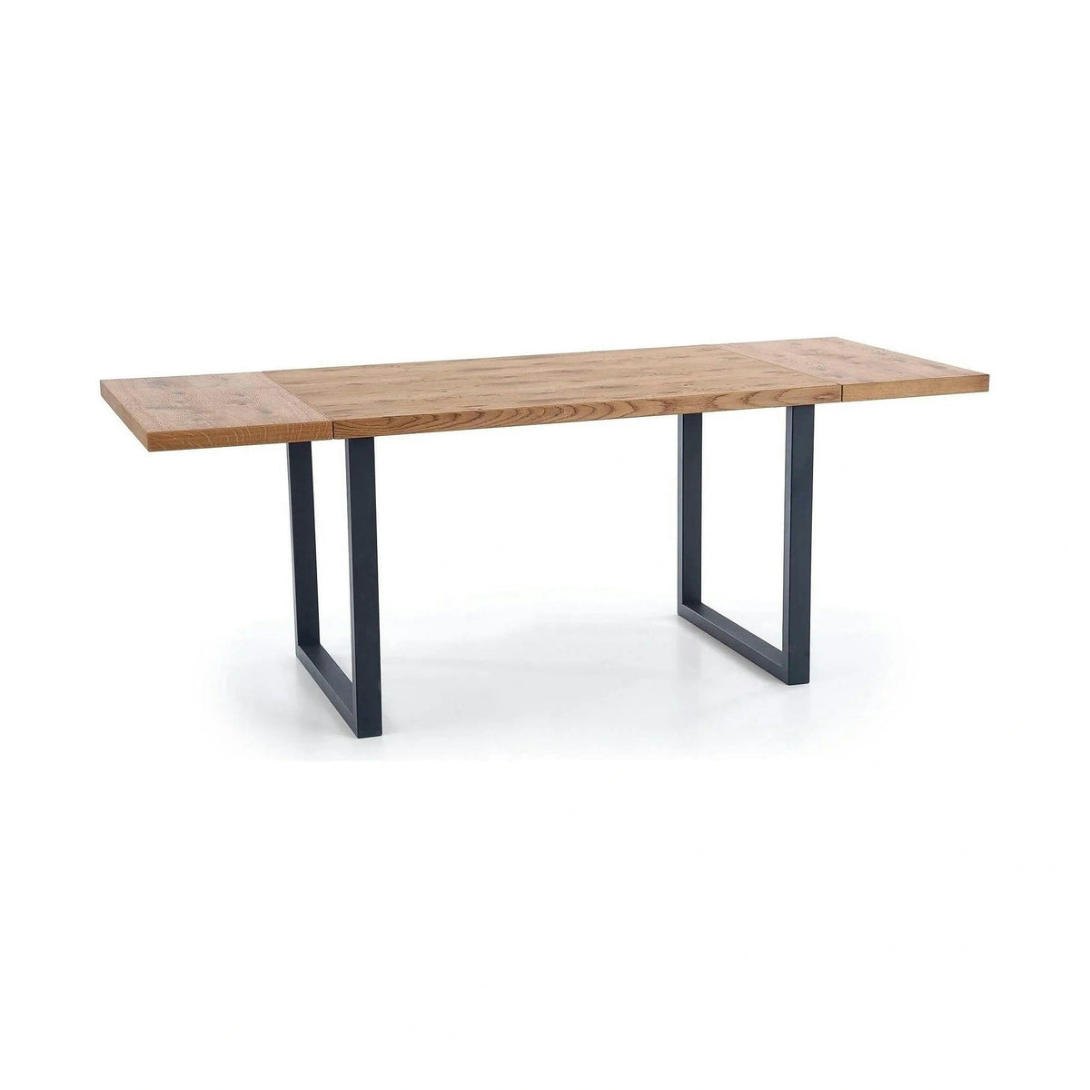 Masa extensibila HORUS, stejar/negru, furnir/otel, 126/206x80x76 cm